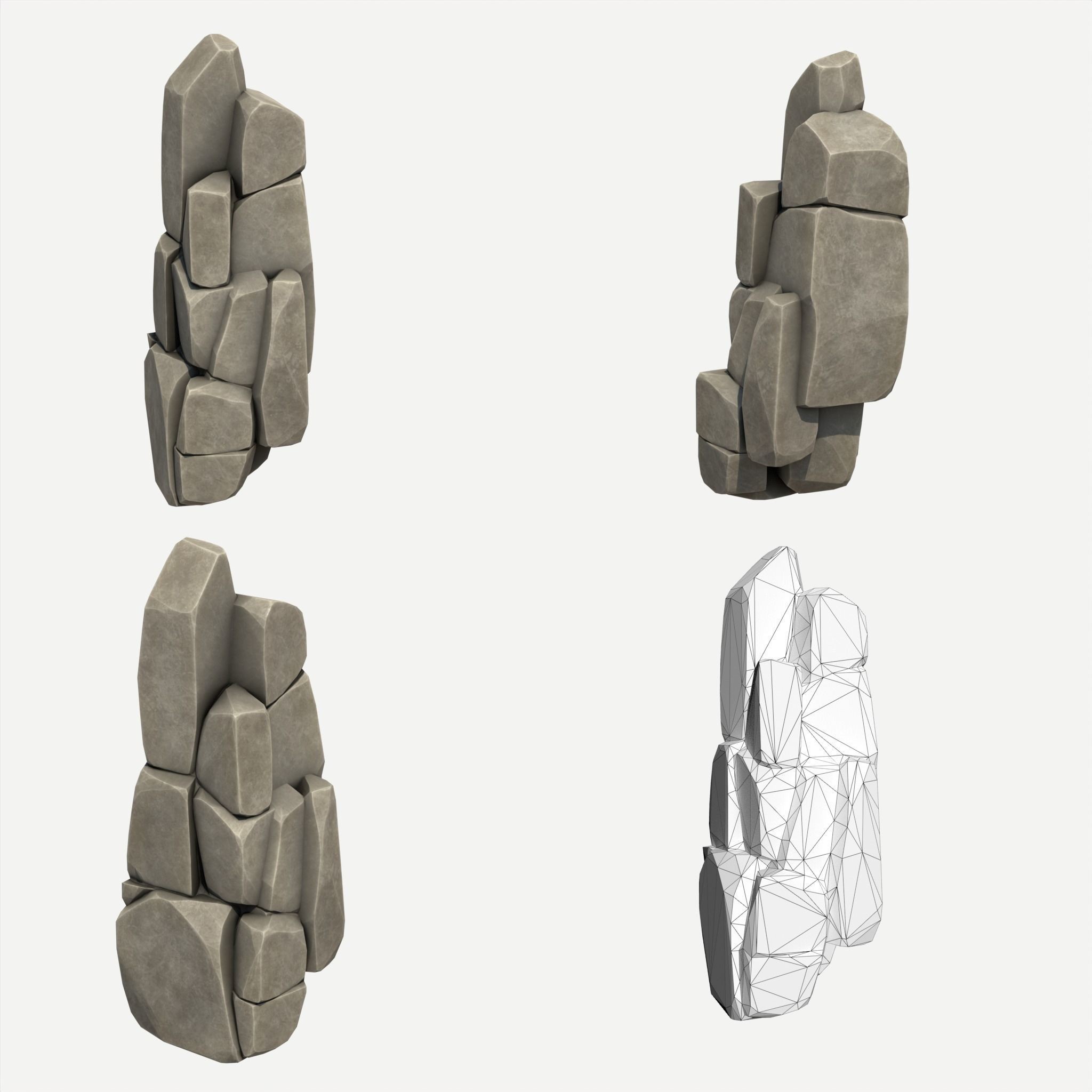 30 Stylized Block Rock - Low-Poly Game-Ready 3D Model - View 32