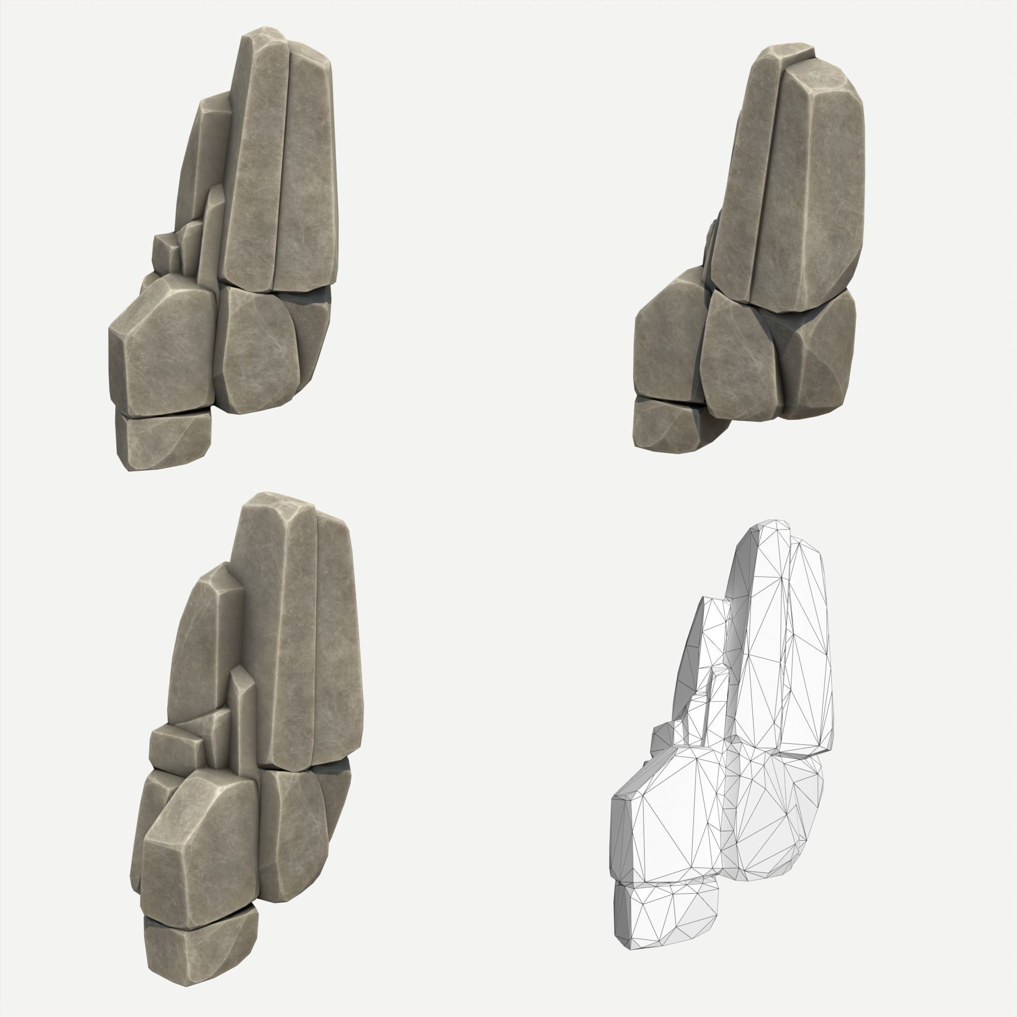 30 Stylized Block Rock - Low-Poly Game-Ready 3D Model - View 33