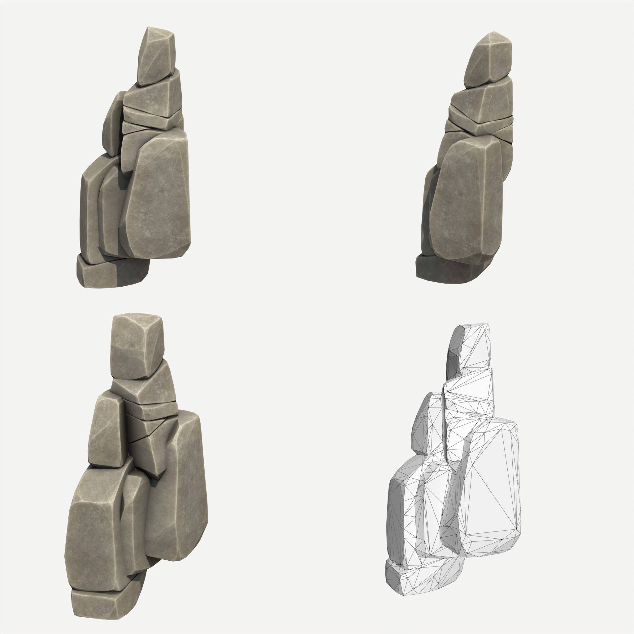 30 Stylized Block Rock - Low-Poly Game-Ready 3D Model - View 34