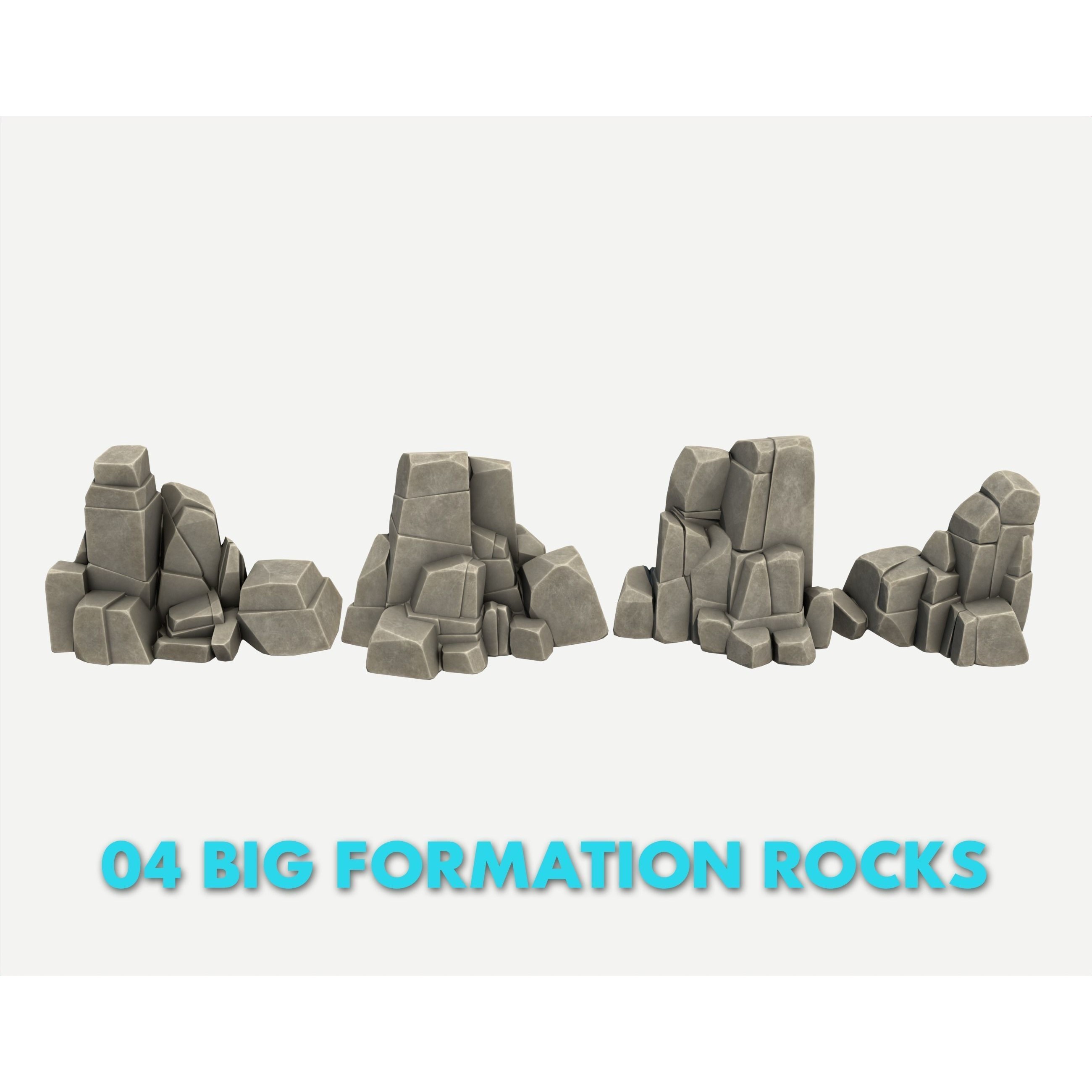 30 Stylized Block Rock - Low-Poly Game-Ready 3D Model - View 5
