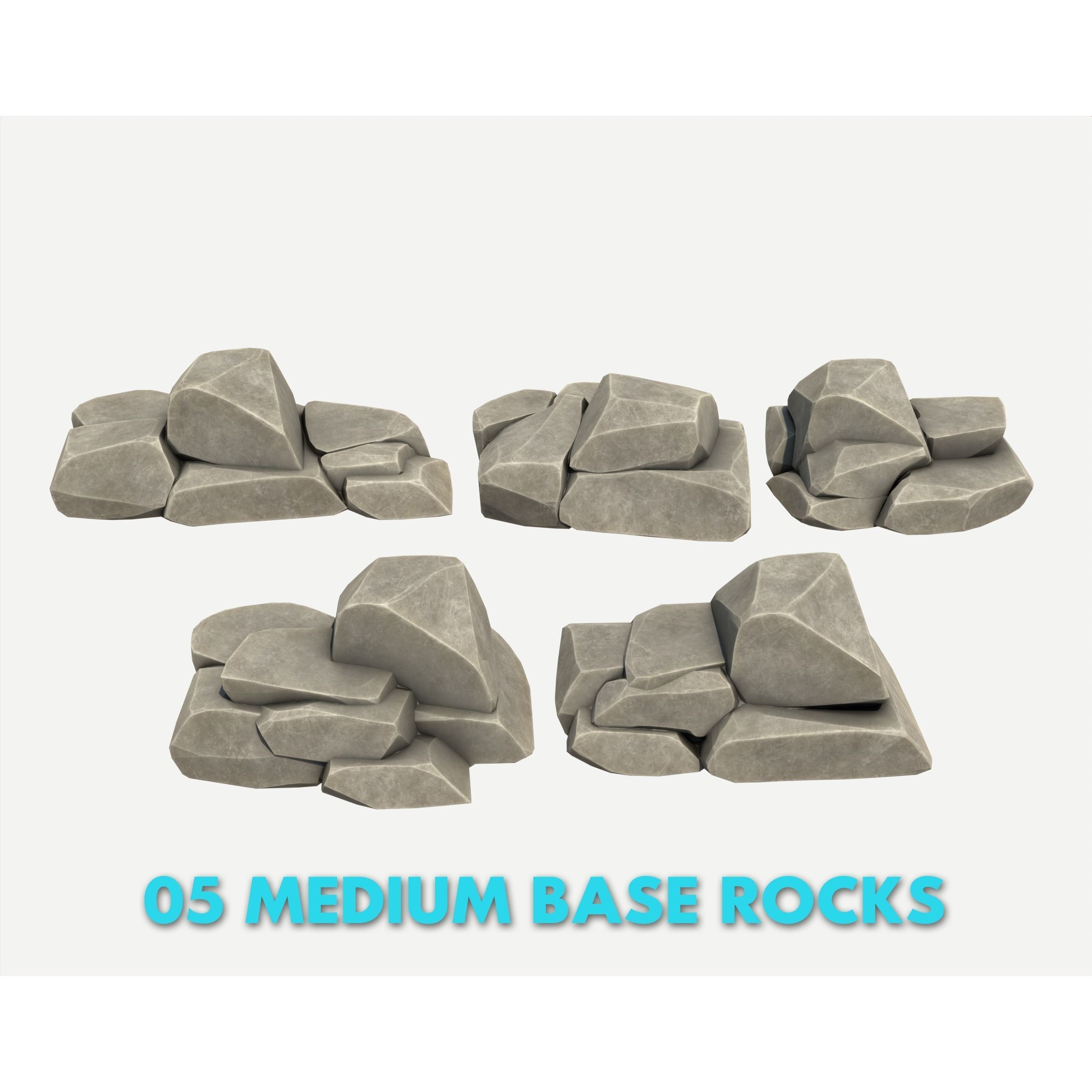 30 Stylized Block Rock - Low-Poly Game-Ready 3D Model - View 6