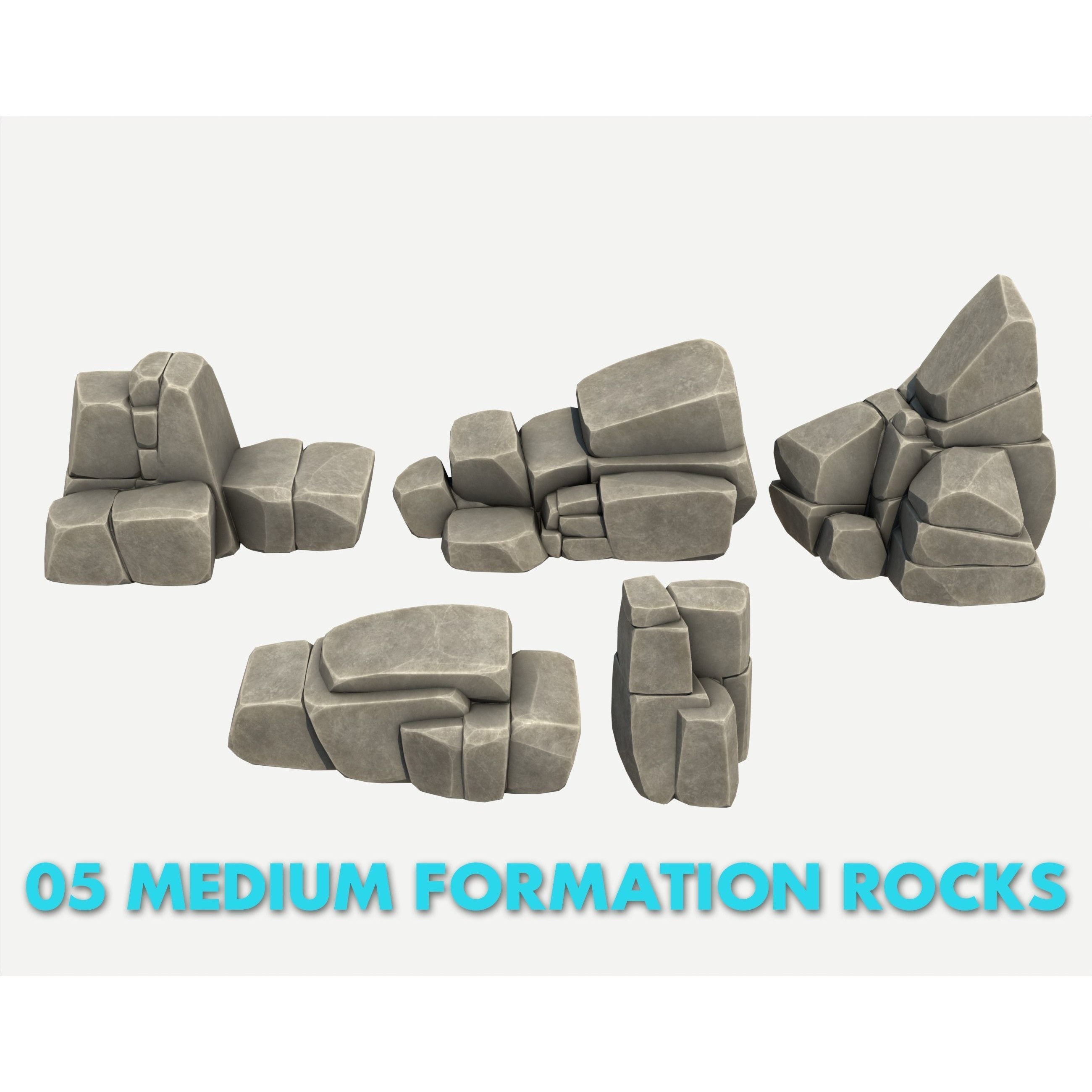 30 Stylized Block Rock - Low-Poly Game-Ready 3D Model - View 7
