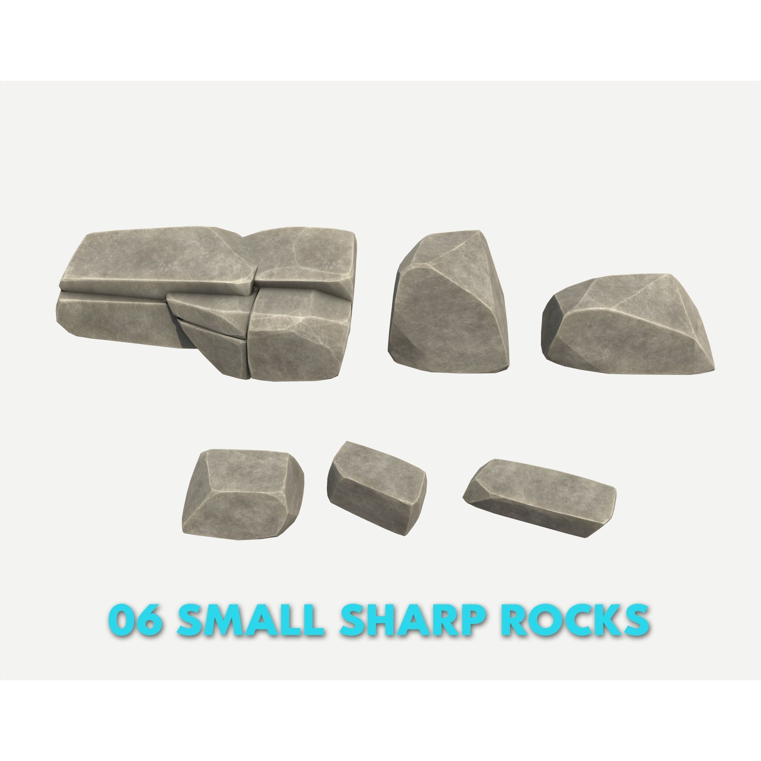 30 Stylized Block Rock - Low-Poly Game-Ready 3D Model - View 8