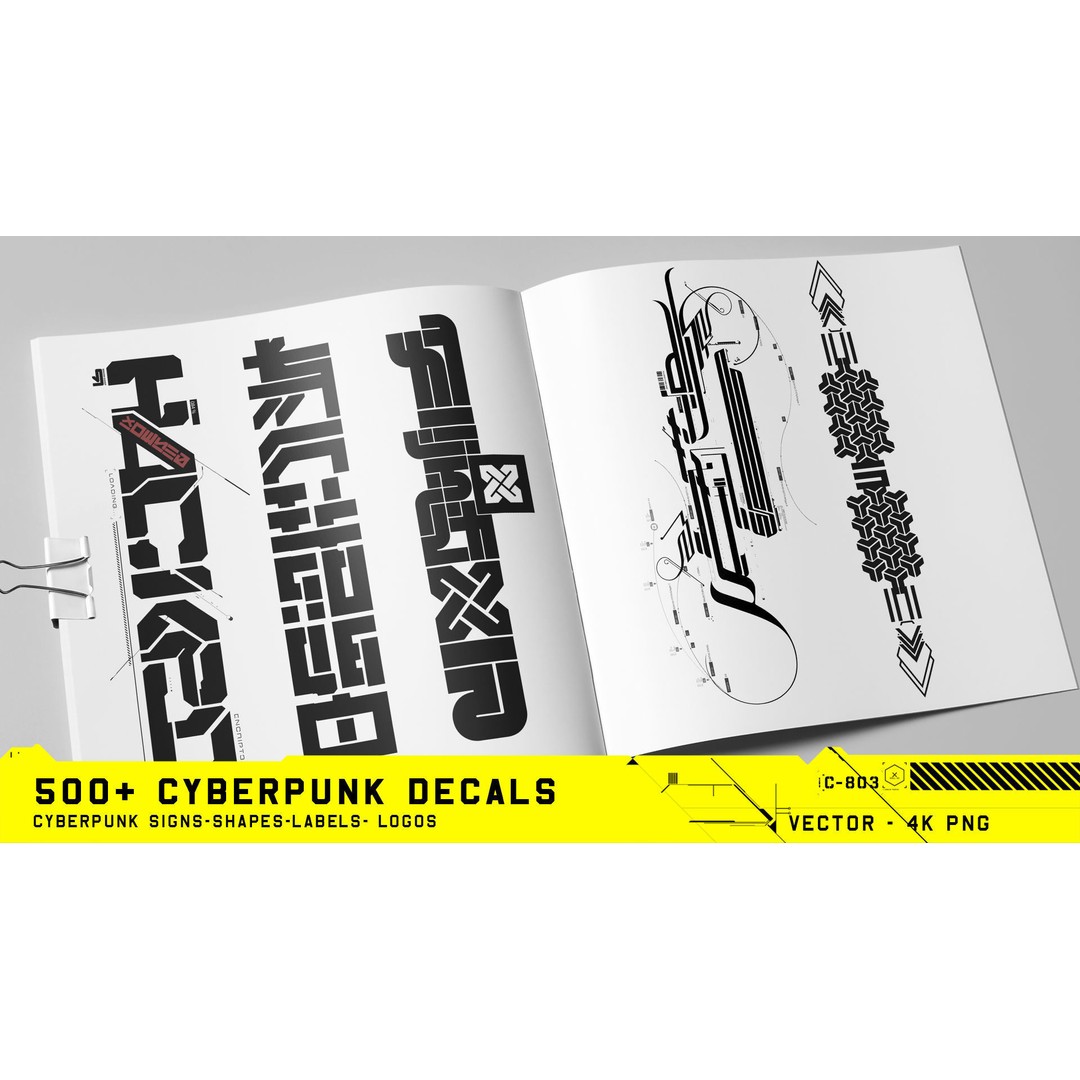 Cyberpunk Decals 3D Model – 500+ Unique Vector Textures, PNG & SVG - View 10