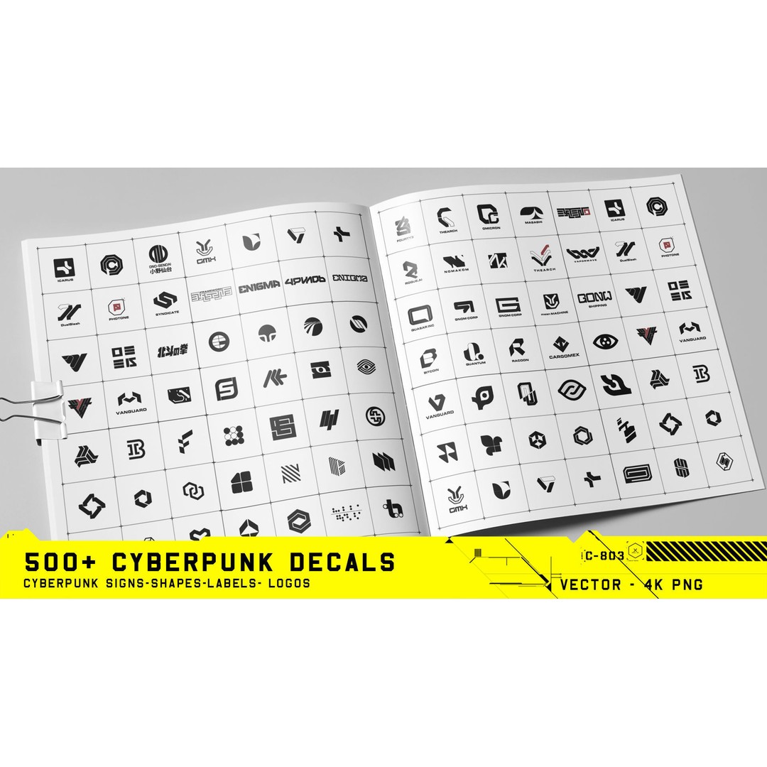Cyberpunk Decals 3D Model – 500+ Unique Vector Textures, PNG & SVG - View 7