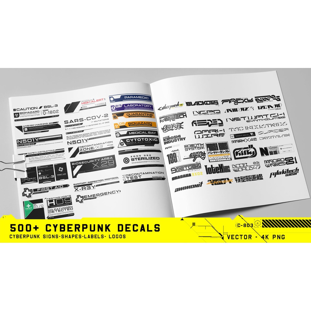 Cyberpunk Decals 3D Model – 500+ Unique Vector Textures, PNG & SVG - View 8