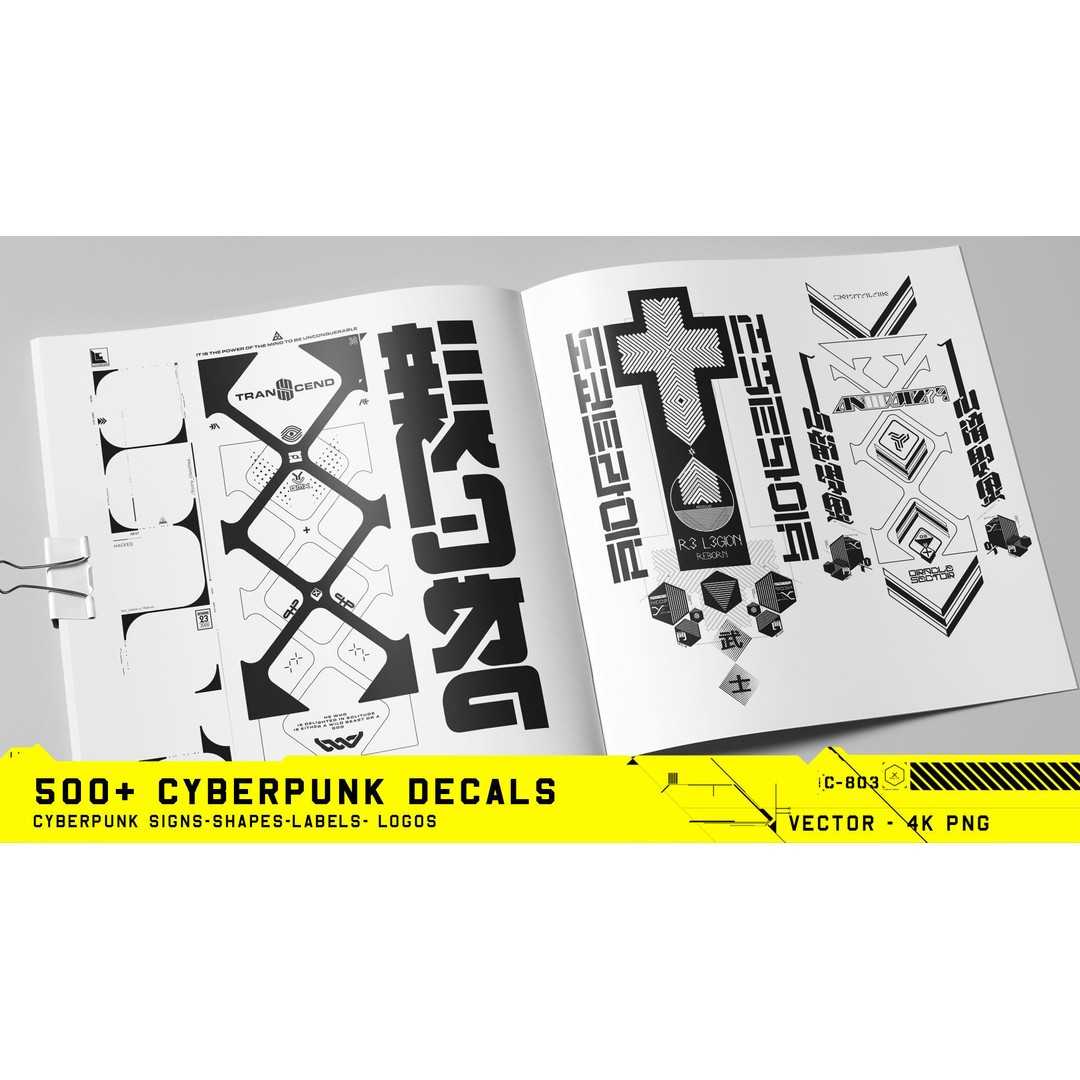 Cyberpunk Decals 3D Model – 500+ Unique Vector Textures, PNG & SVG - View 9