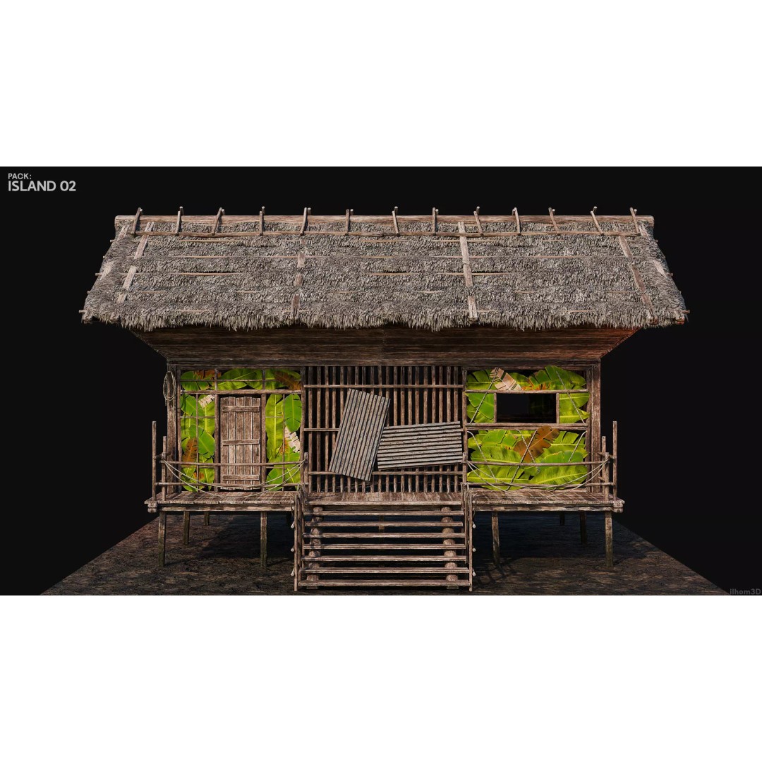 Island 3D Model – Low Poly Landscape with Interiors, FBX & OBJ - View 20