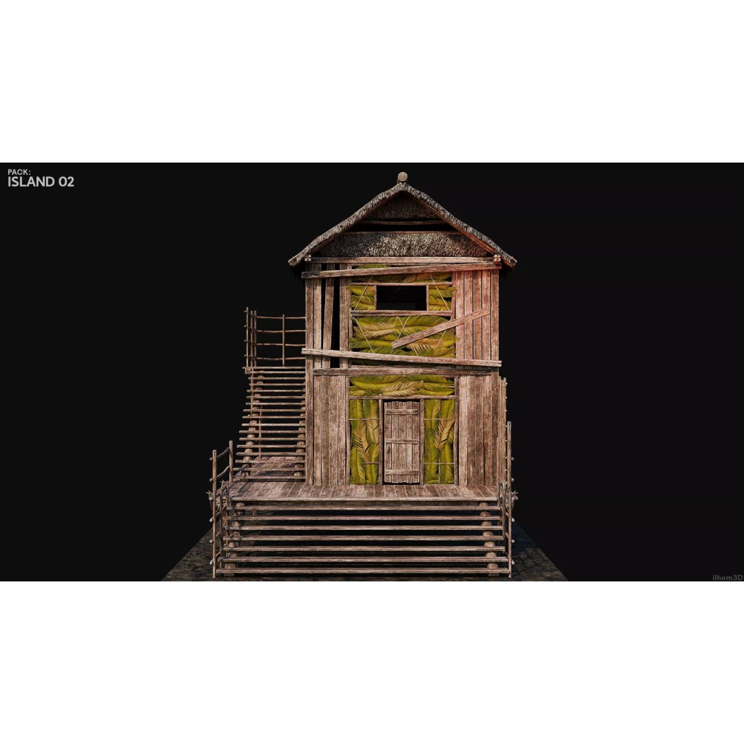 Island 3D Model – Low Poly Landscape with Interiors, FBX & OBJ - View 24
