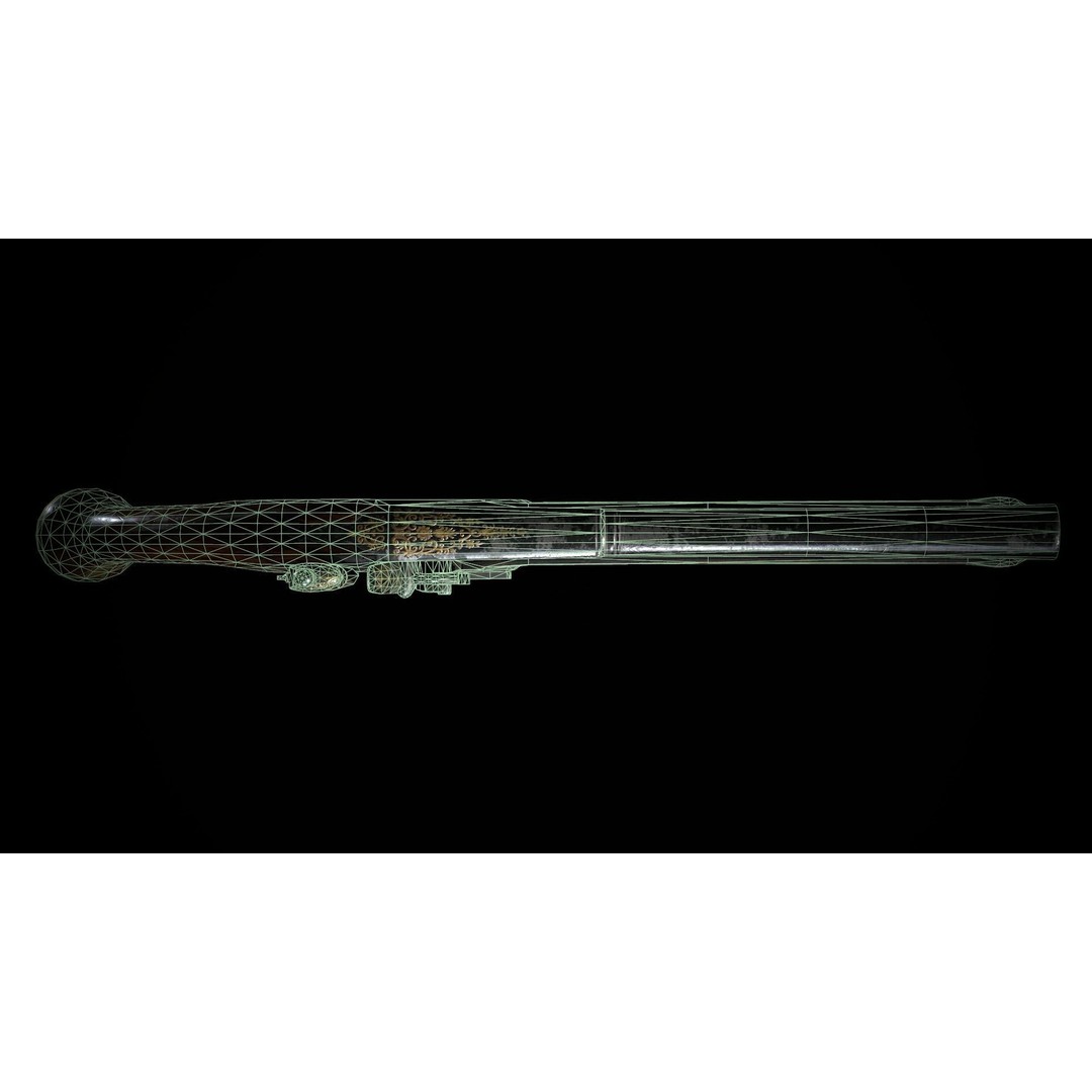 Flintlock Pistol 3D Model – Low Poly Game Asset, PBR Textures - View 14