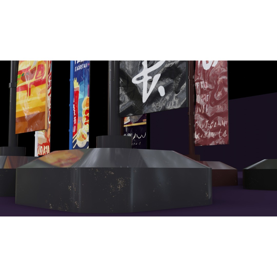 Japanese Restaurant Signs and Posters 3D Model – Low-Poly PBR Textures, Blender - View 12