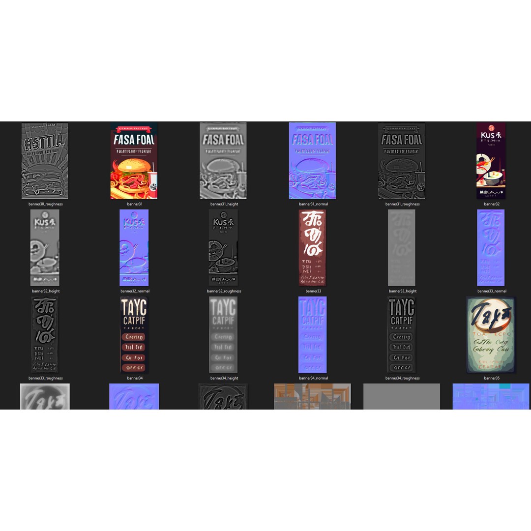 Japanese Restaurant Signs and Posters 3D Model – Low-Poly PBR Textures, Blender - View 18