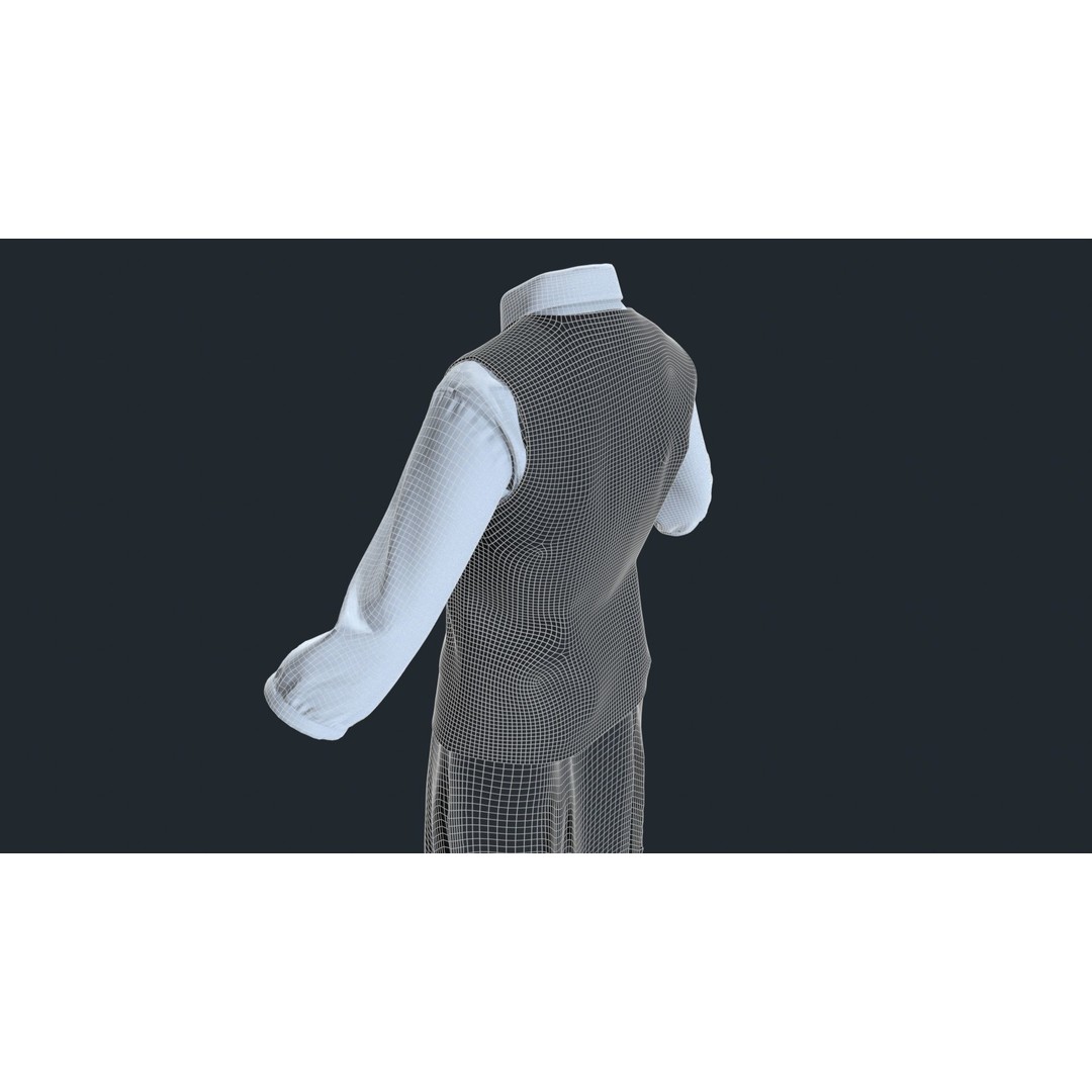 Japanese Office Uniform 3D Model – Low Poly Female Outfit, FBX