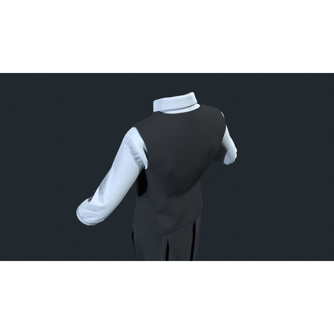 Japanese Office Uniform 3D Model – Low Poly Female Outfit, FBX - View 10