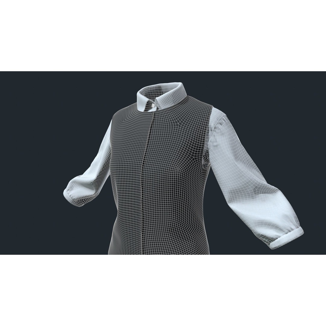 Japanese Office Uniform 3D Model – Low Poly Female Outfit, FBX - View 14