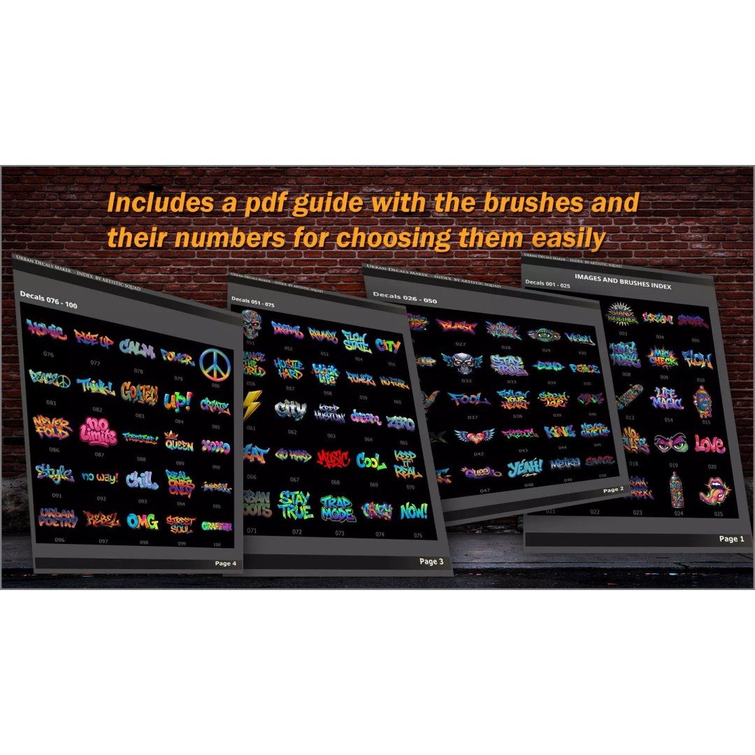 Urban Decals Maker 3D Model – 100 PNG Decals for ZBrush & Substance Painter - View 9