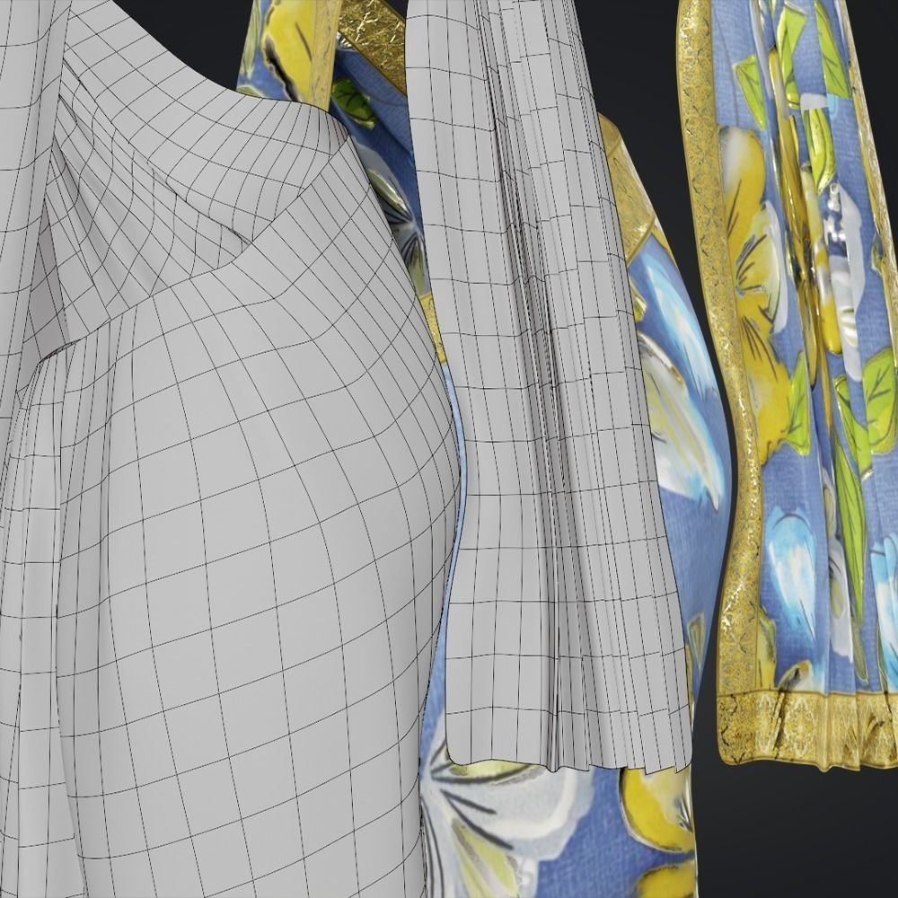 Indian Saree 3D Model – Low Poly Game Asset, FBX, PBR Textures