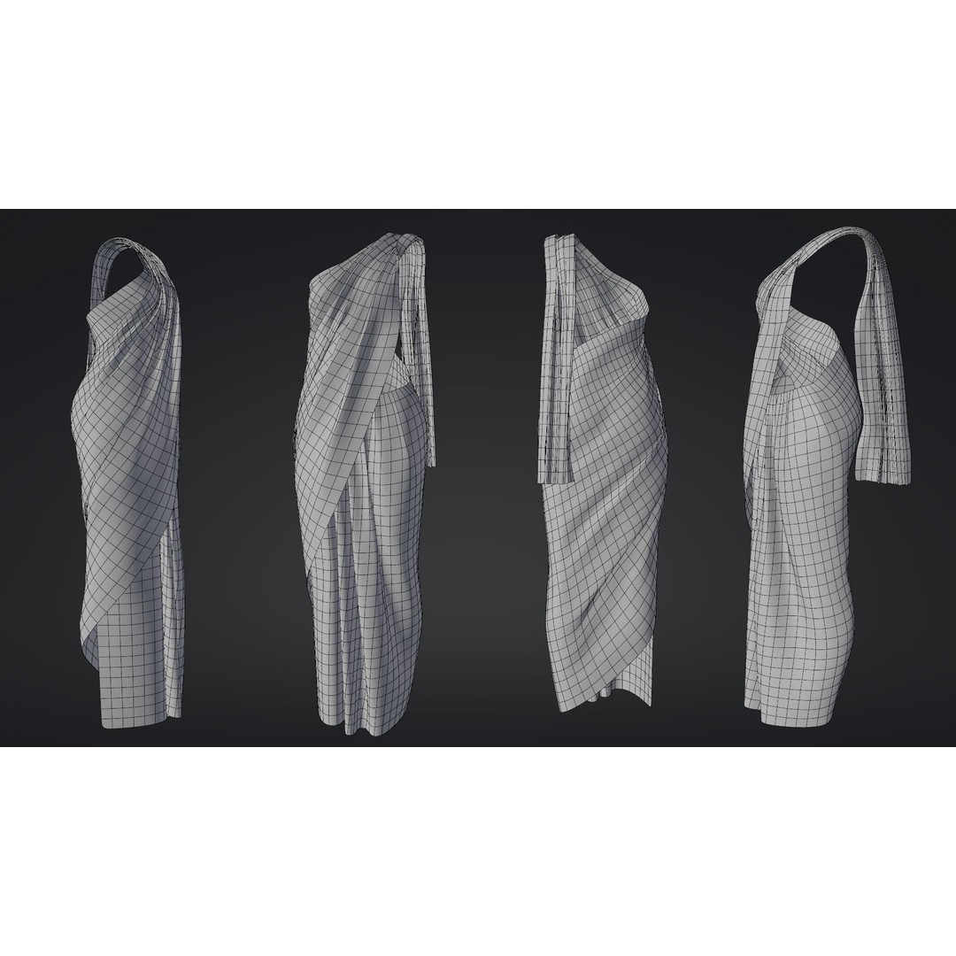 Indian Saree 3D Model – Low Poly Game Asset, FBX, PBR Textures - View 6