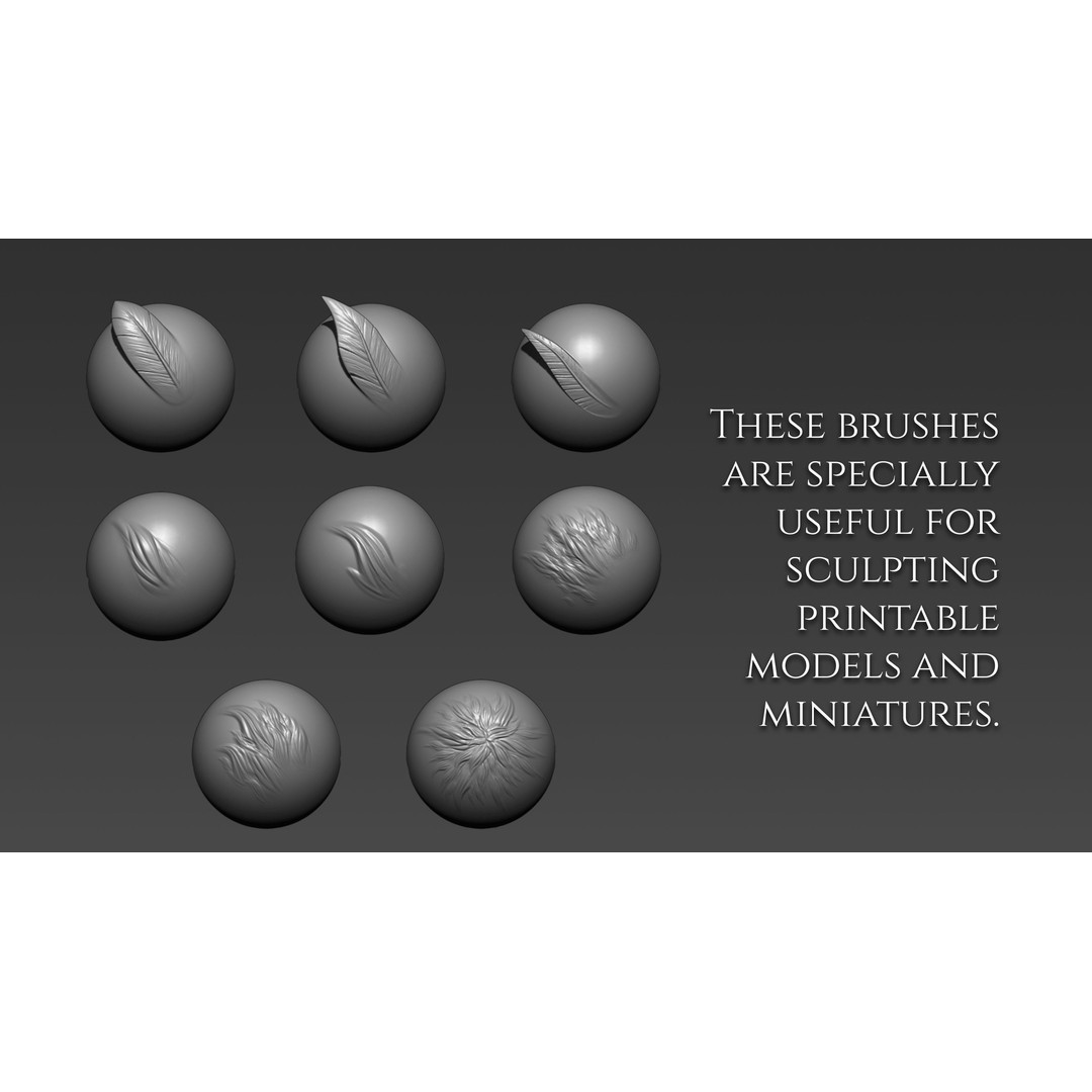Feather Brushes 3D Model – Custom Zbrush Brushes for Creatures - View 5