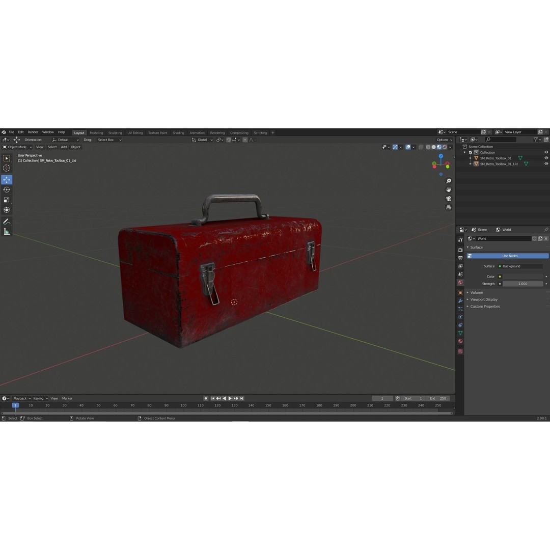 Retro Toolbox 3D Model – Game Ready Low-Poly PBR Asset, FBX