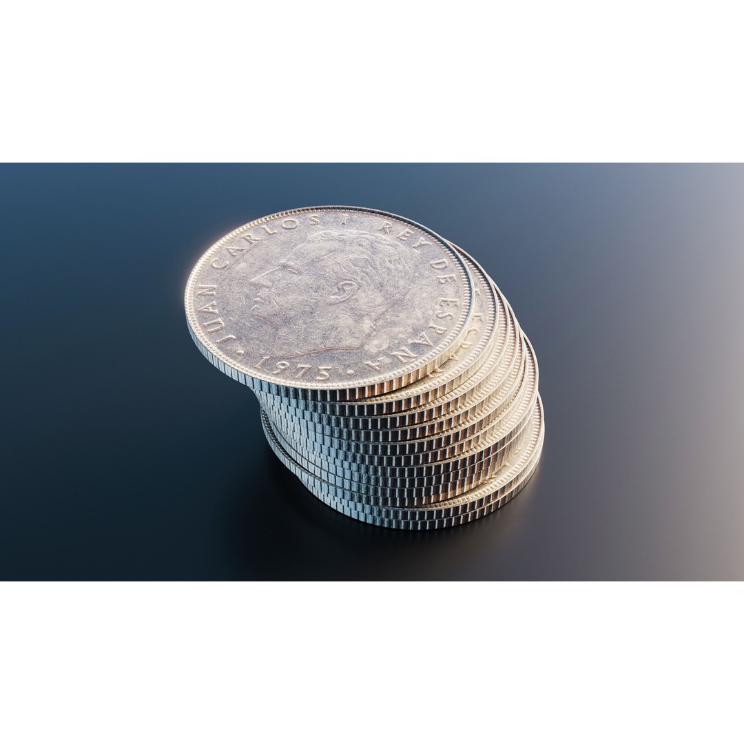 Spanish 50 Pesetas Coin 3D Model – Low Poly Scanned Asset, FBX - View 7
