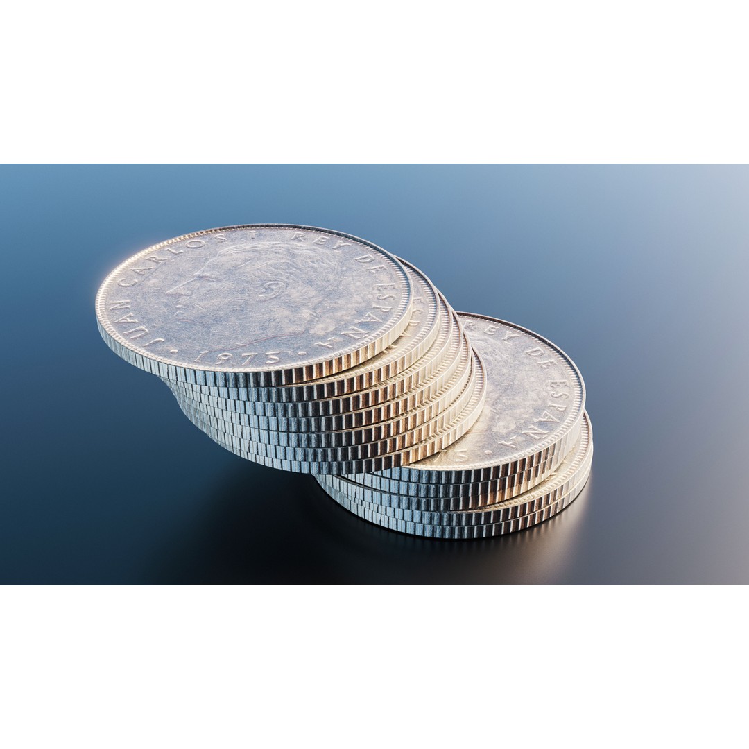 Spanish 50 Pesetas Coin 3D Model – Low Poly Scanned Asset, FBX - View 8