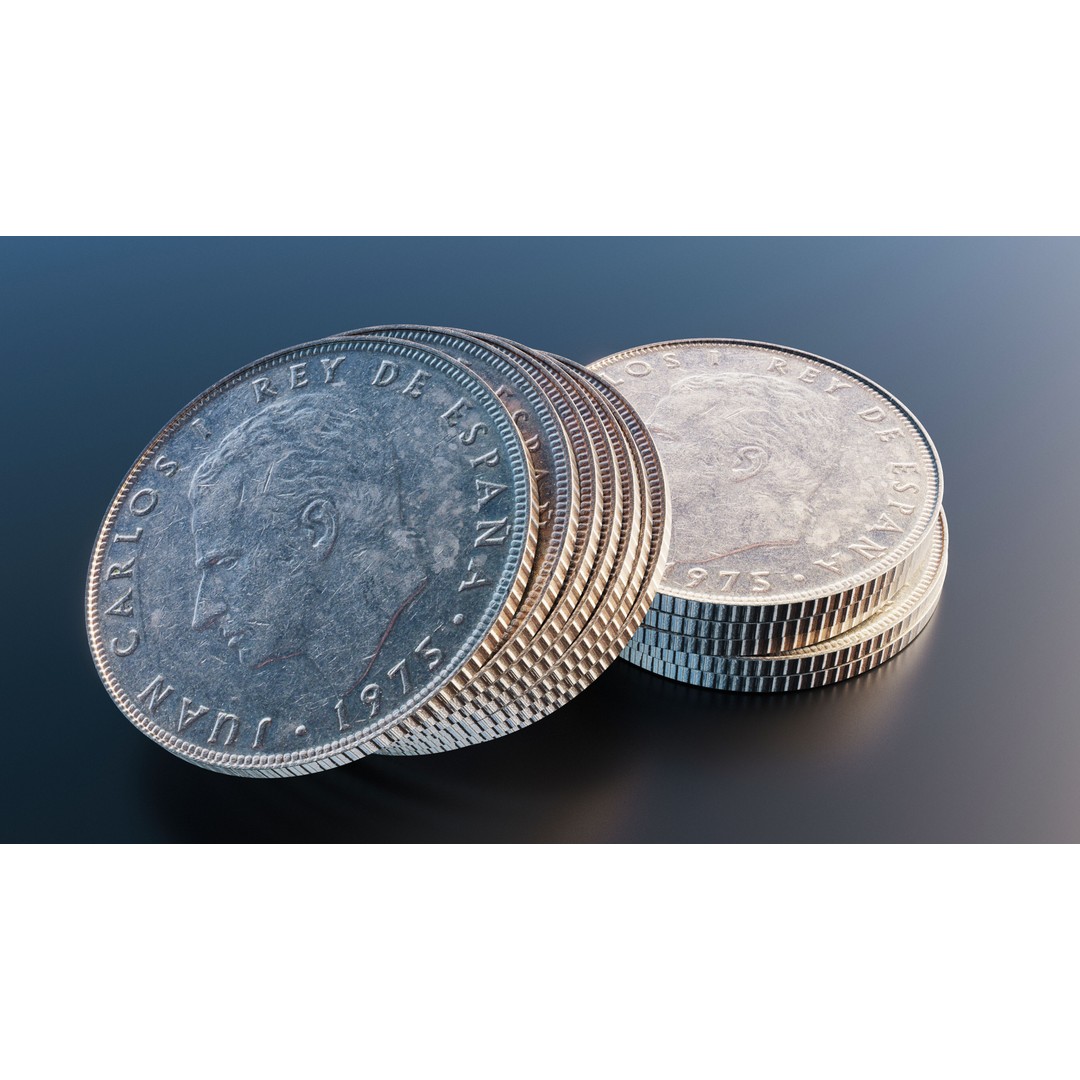 Spanish 50 Pesetas Coin 3D Model – Low Poly Scanned Asset, FBX - View 9