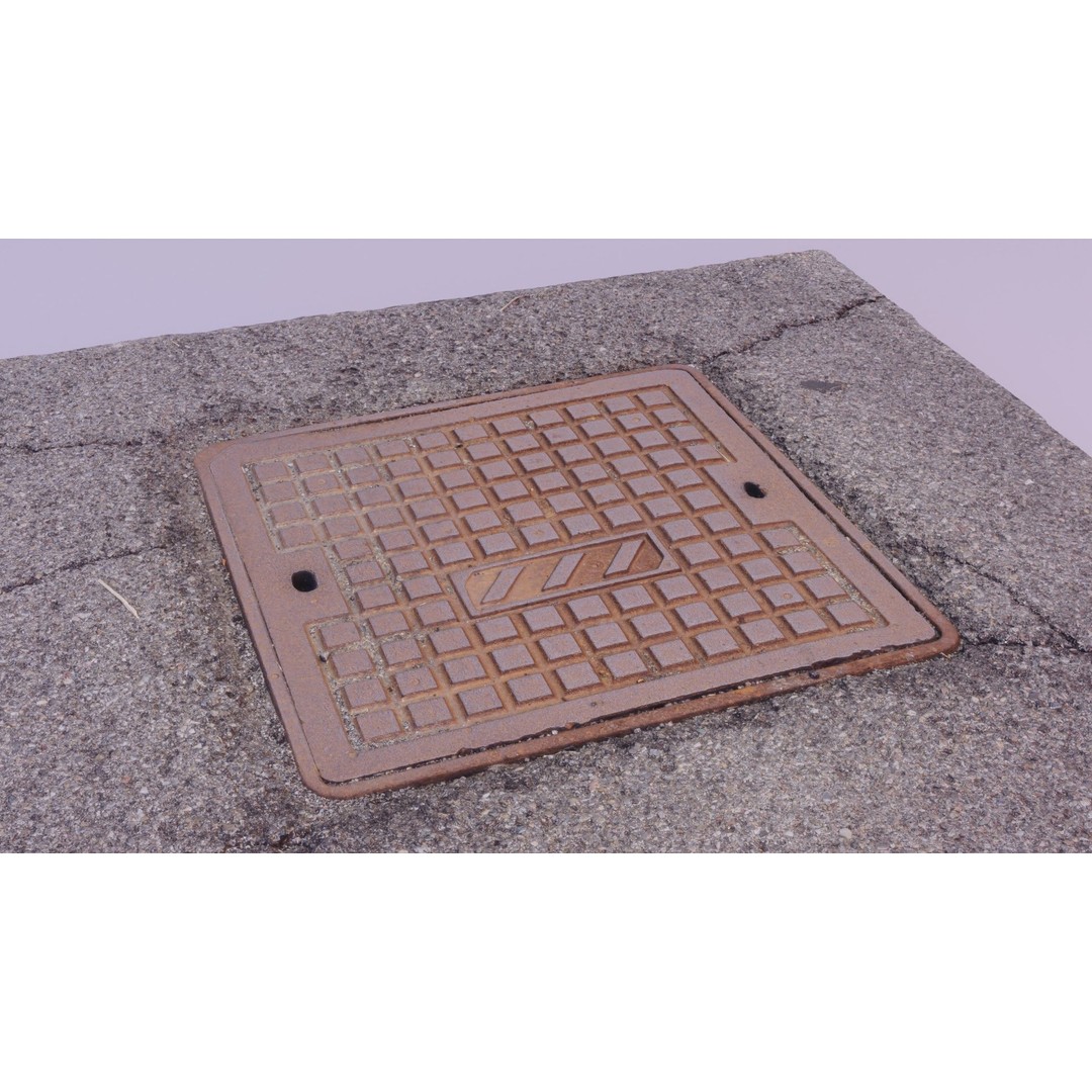 Street Manhole Cover 3D Model – High Poly Photogrammetry Asset, FBX - View 10