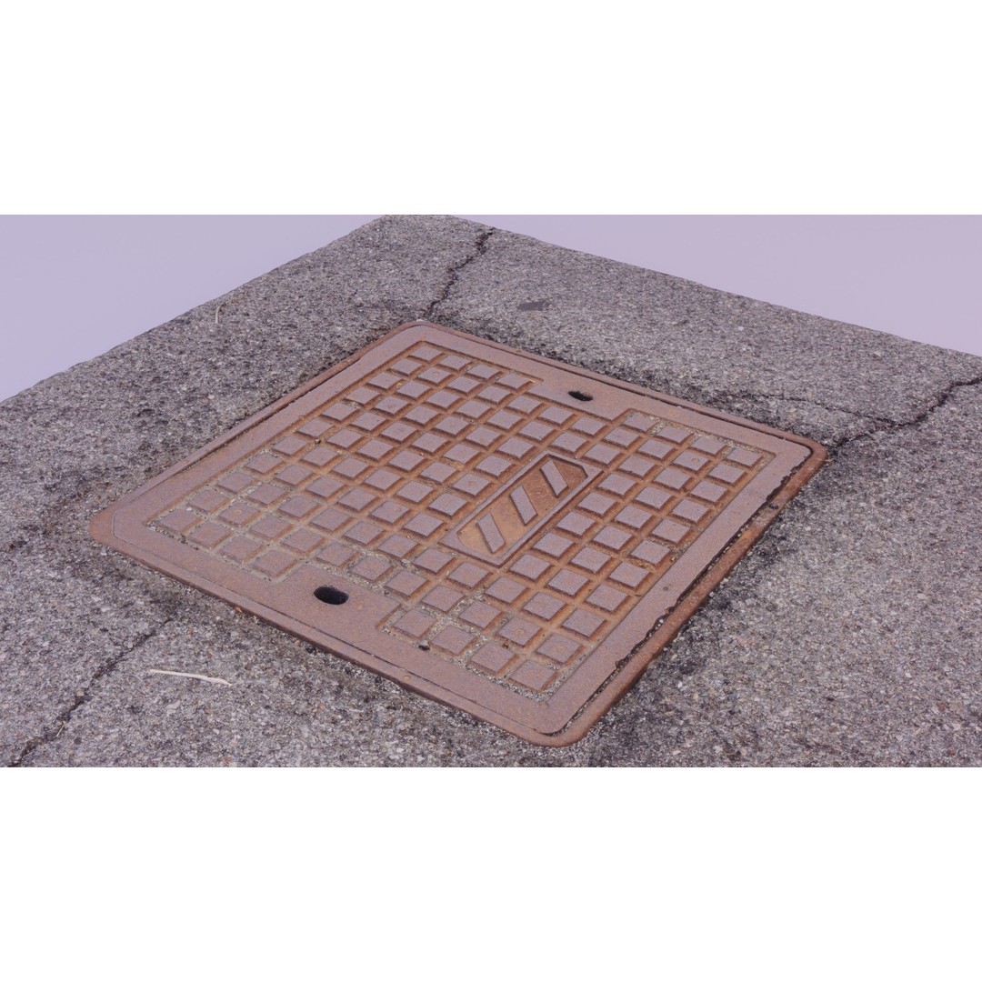 Street Manhole Cover 3D Model – High Poly Photogrammetry Asset, FBX - View 11