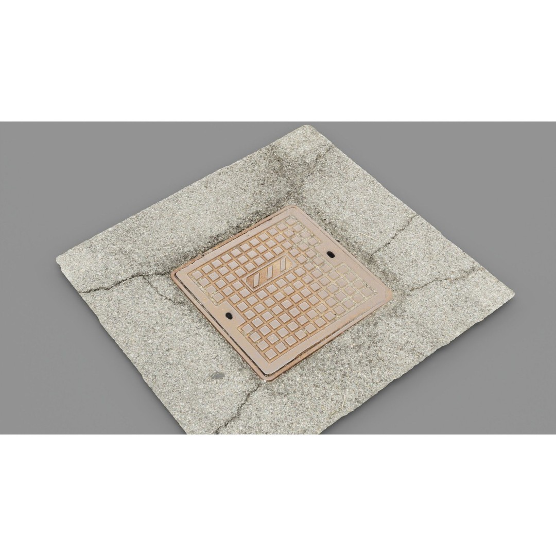 Street Manhole Cover 3D Model – High Poly Photogrammetry Asset, FBX - View 13