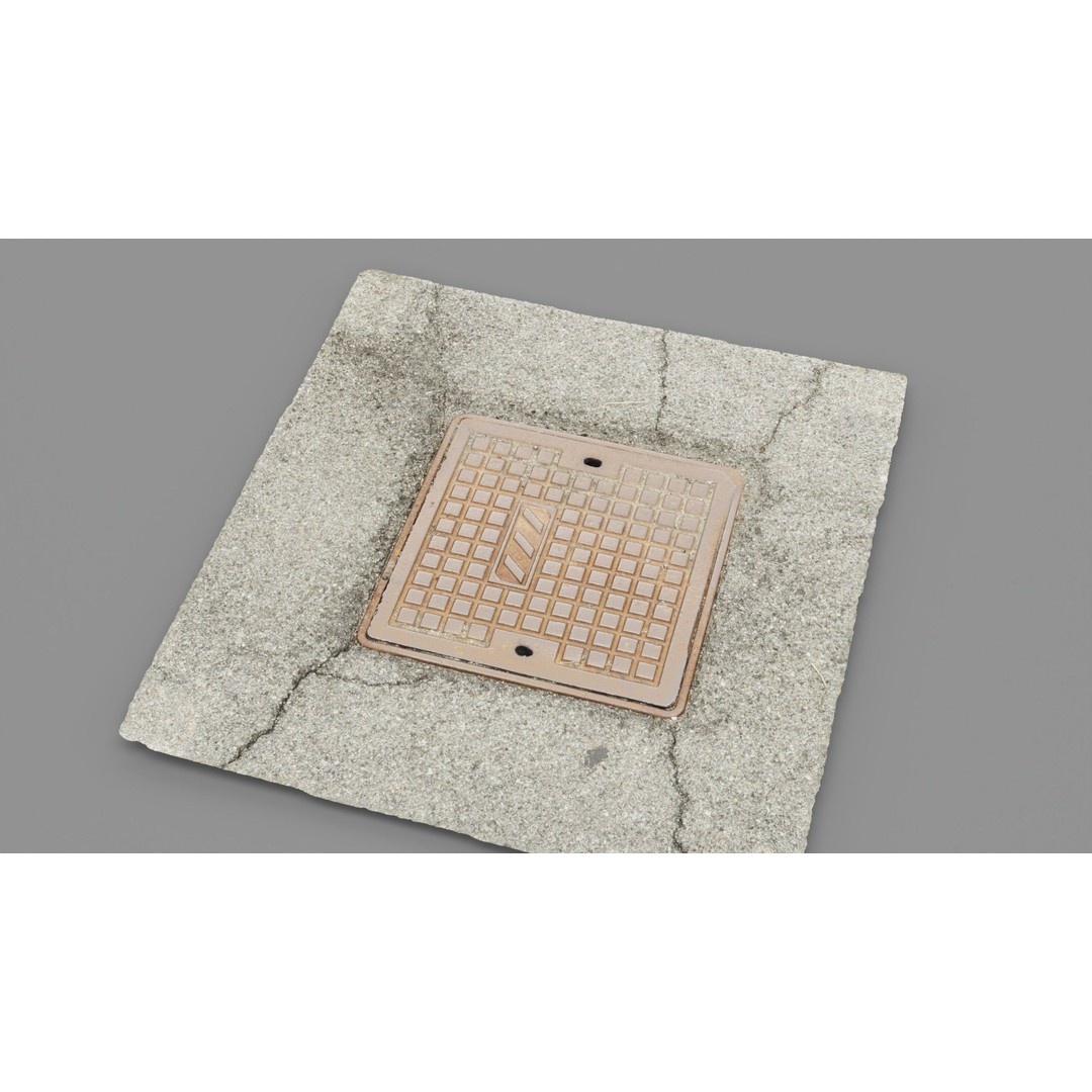 Street Manhole Cover 3D Model – High Poly Photogrammetry Asset, FBX - View 14