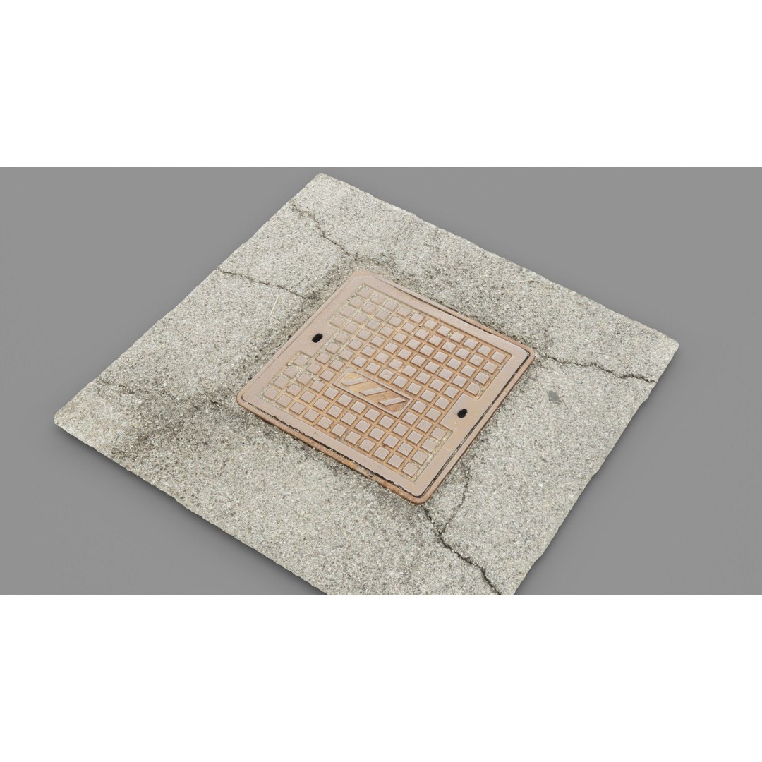 Street Manhole Cover 3D Model – High Poly Photogrammetry Asset, FBX - View 16
