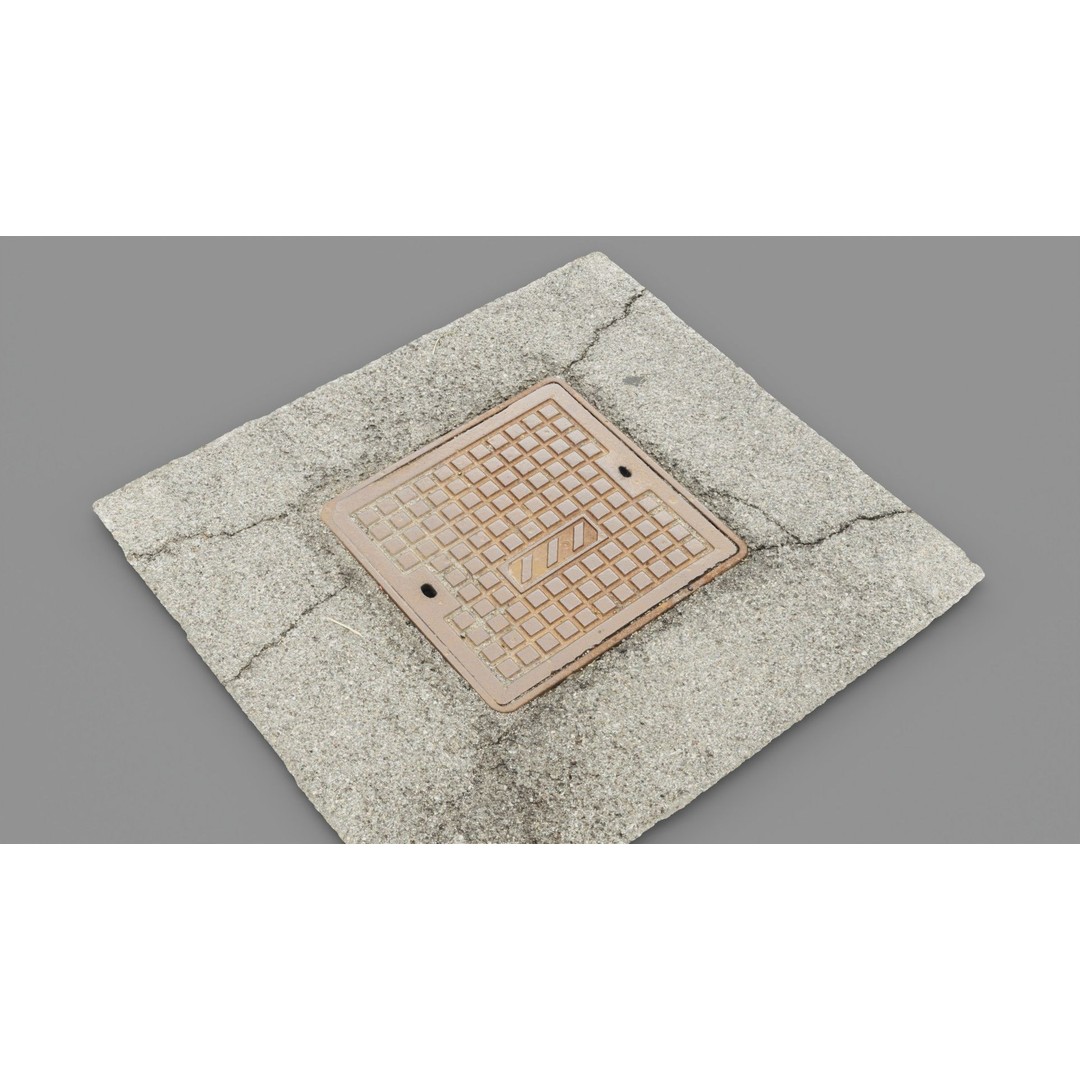 Street Manhole Cover 3D Model – High Poly Photogrammetry Asset, FBX - View 18