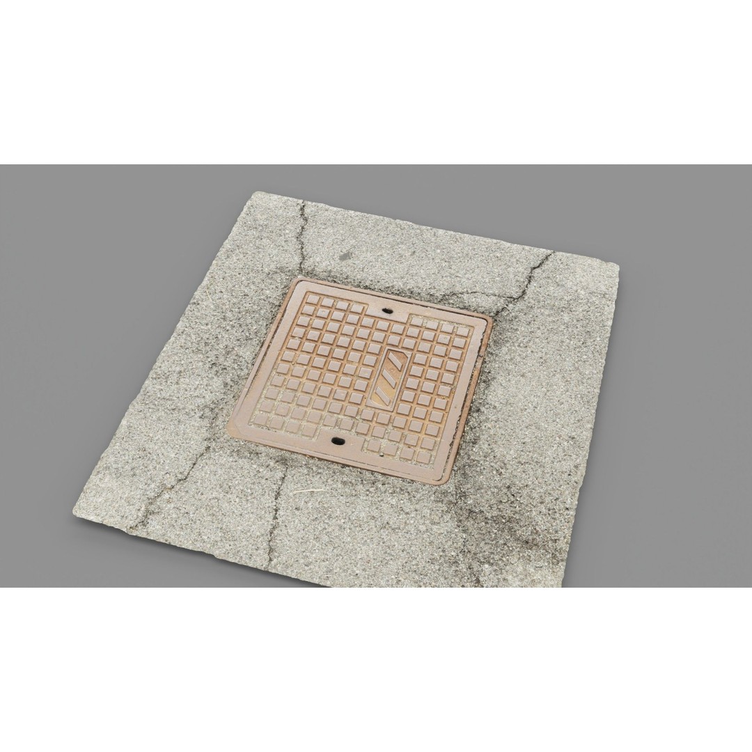 Street Manhole Cover 3D Model – High Poly Photogrammetry Asset, FBX - View 19