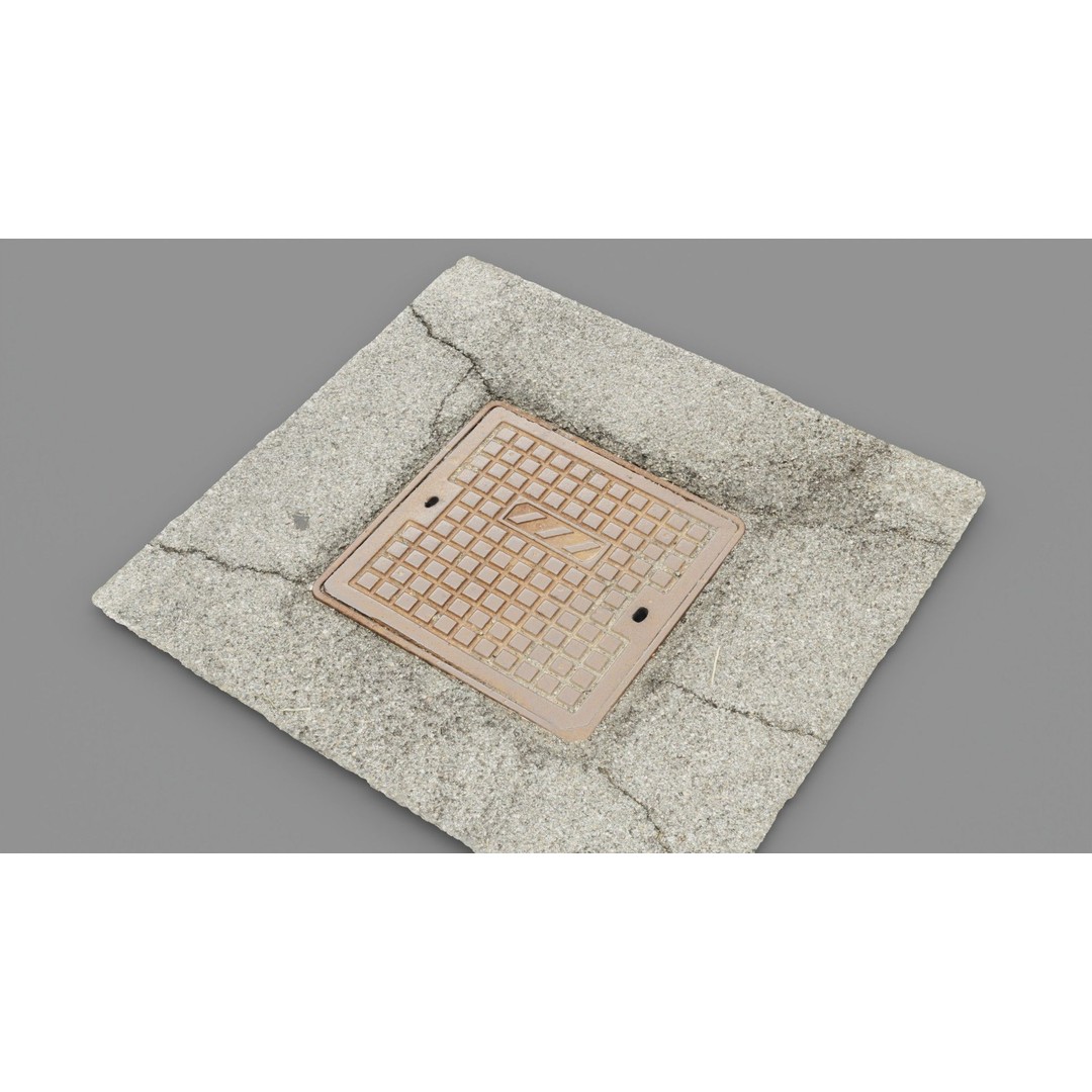 Street Manhole Cover 3D Model – High Poly Photogrammetry Asset, FBX - View 21