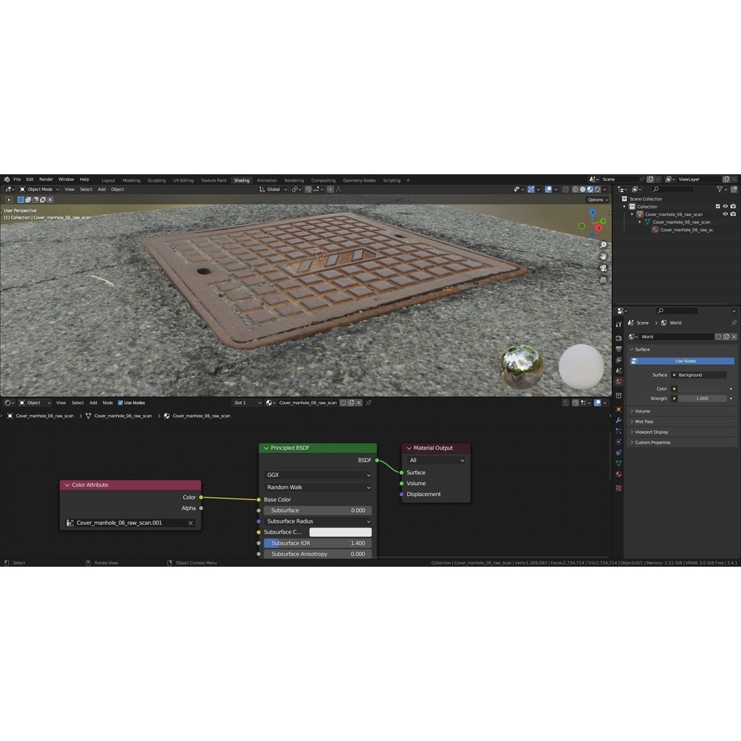 Street Manhole Cover 3D Model – High Poly Photogrammetry Asset, FBX - View 24