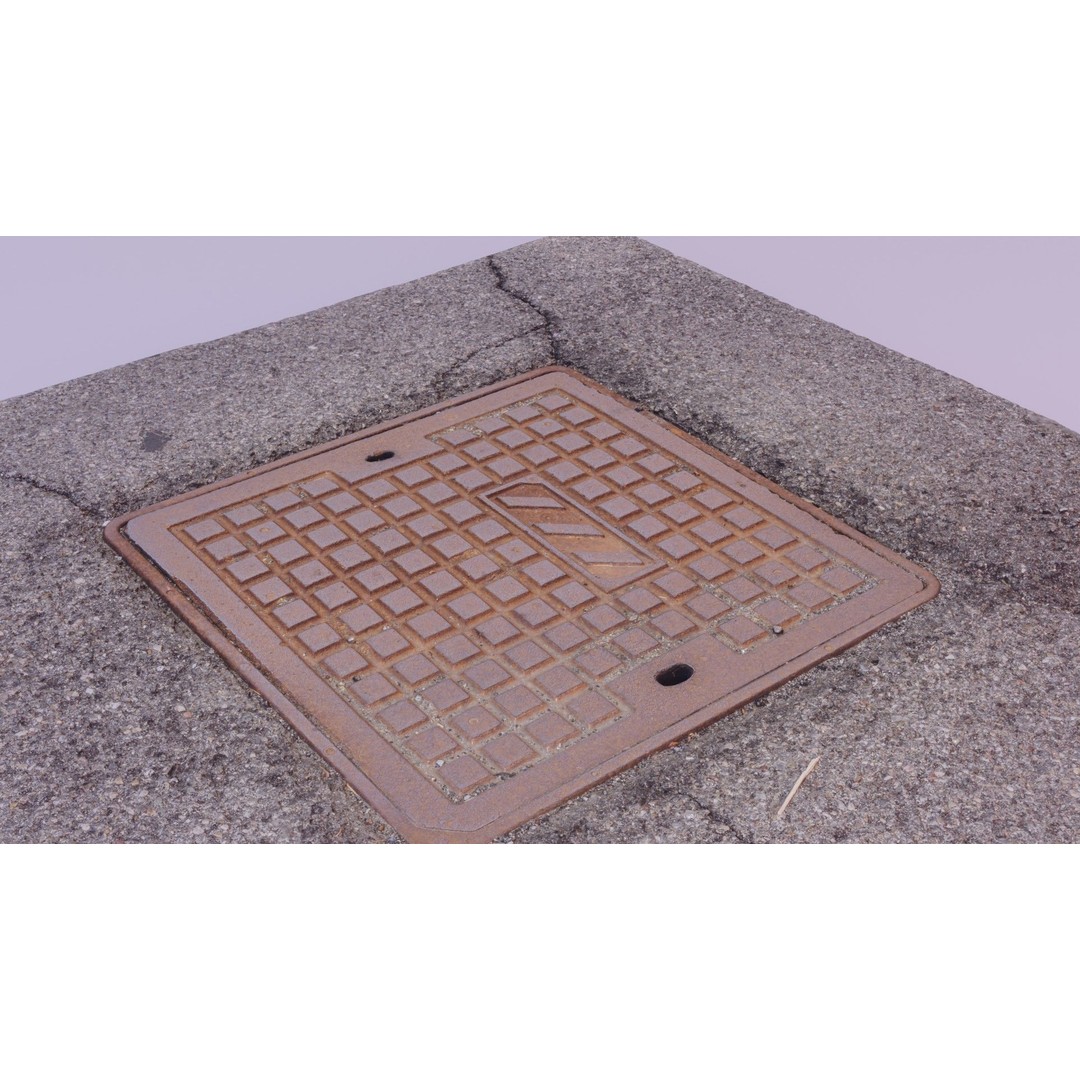 Street Manhole Cover 3D Model – High Poly Photogrammetry Asset, FBX - View 3