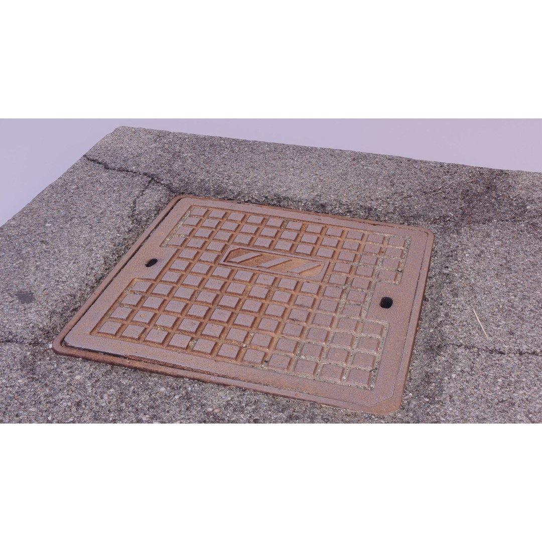 Street Manhole Cover 3D Model – High Poly Photogrammetry Asset, FBX - View 4