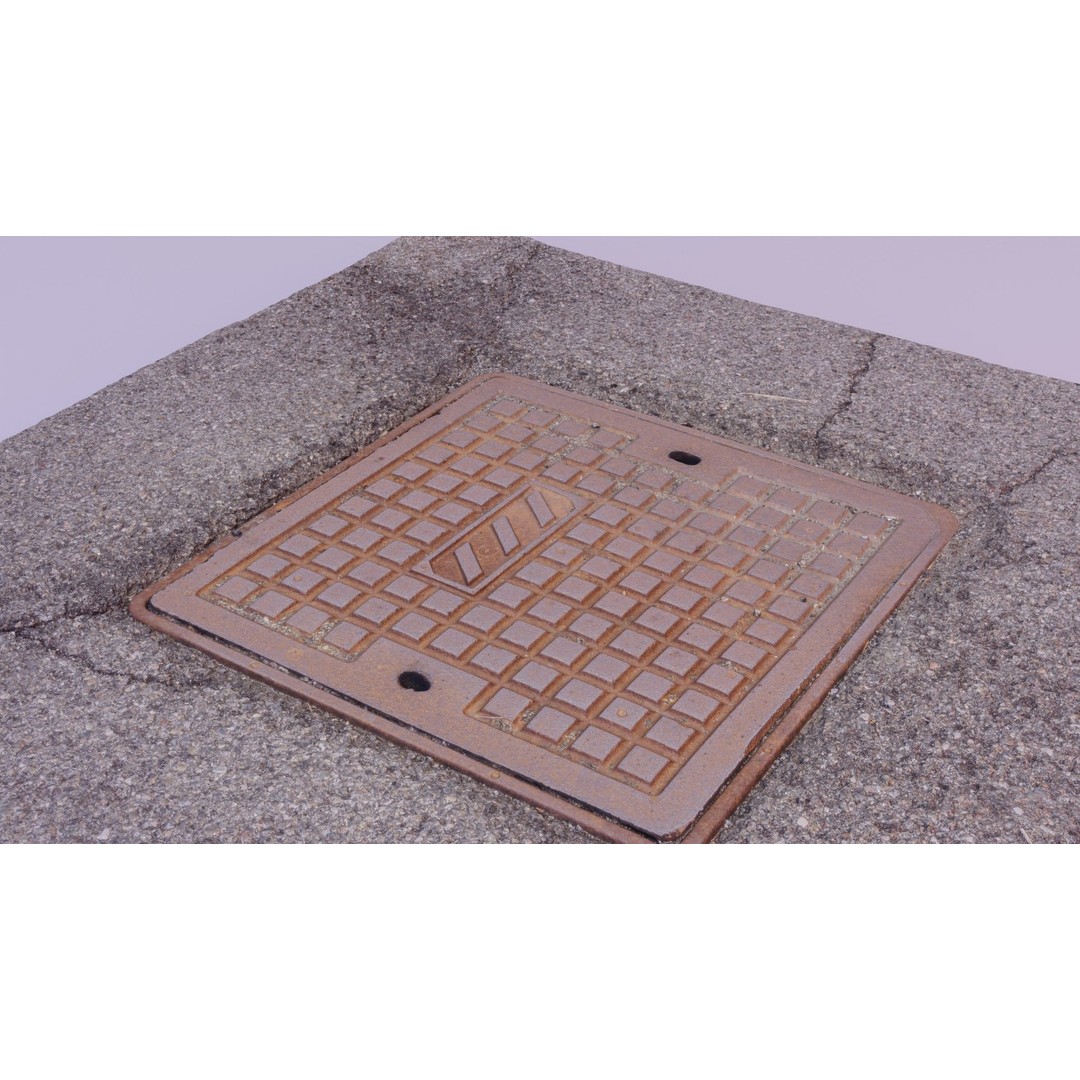 Street Manhole Cover 3D Model – High Poly Photogrammetry Asset, FBX - View 6