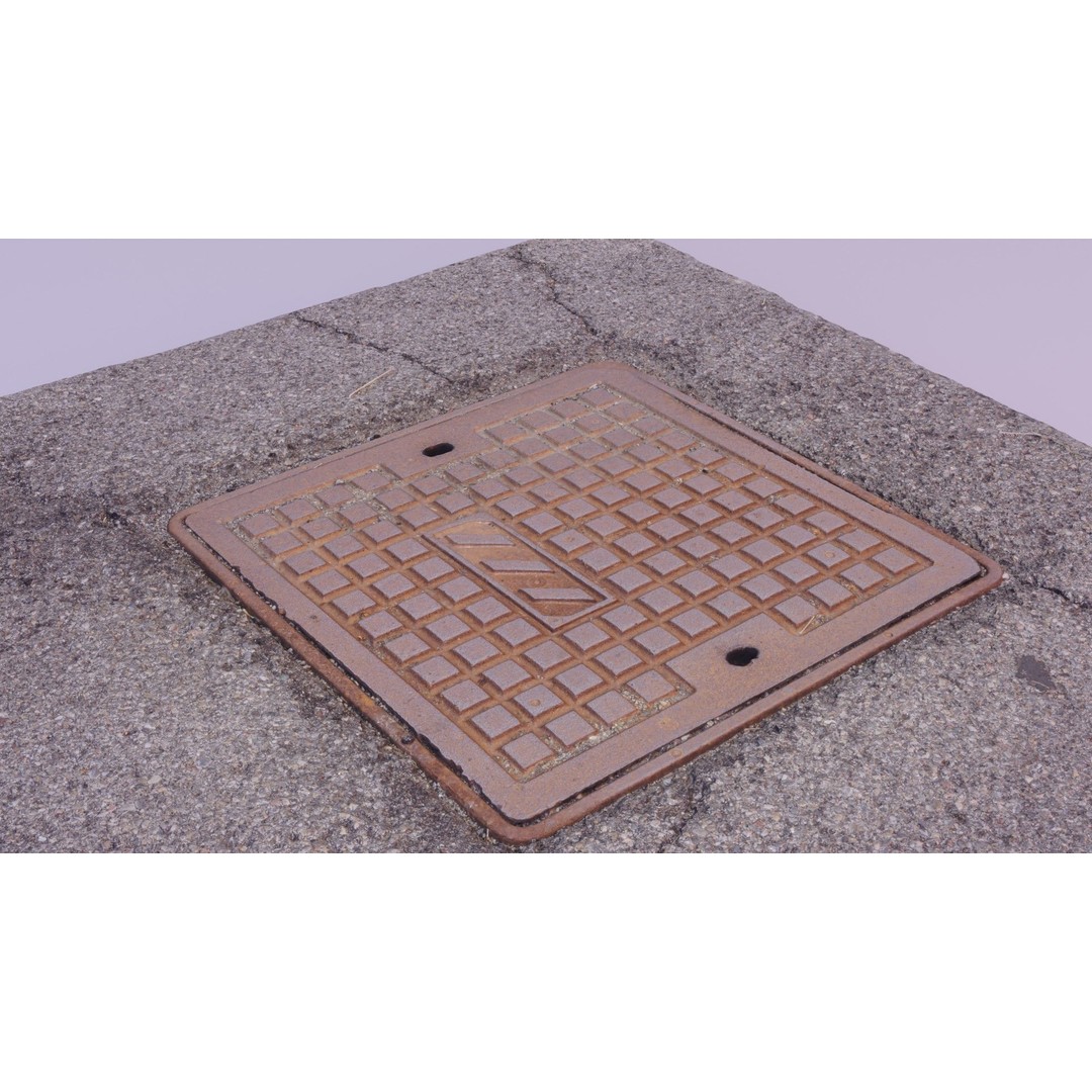Street Manhole Cover 3D Model – High Poly Photogrammetry Asset, FBX - View 8