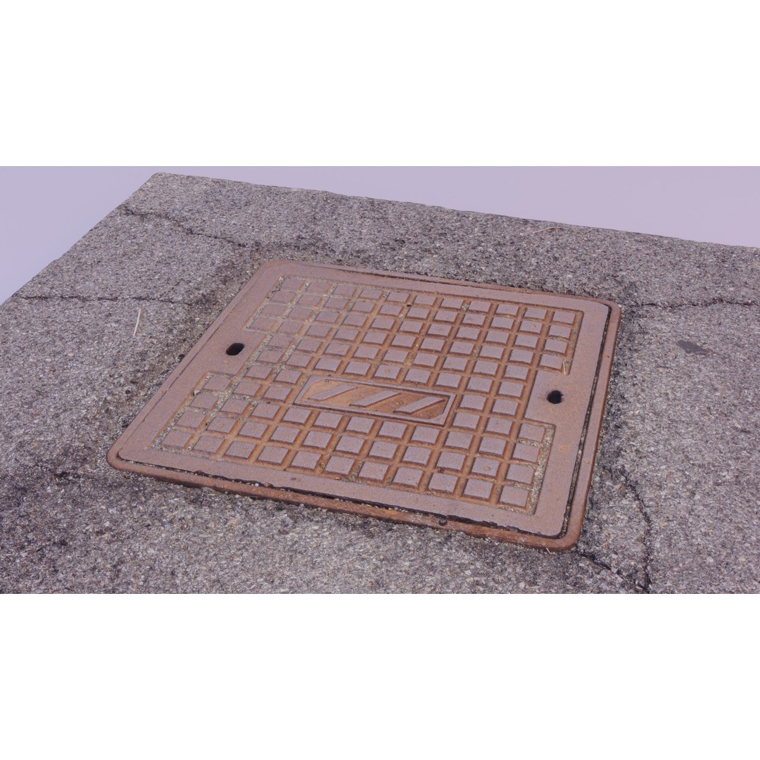 Street Manhole Cover 3D Model – High Poly Photogrammetry Asset, FBX - View 9