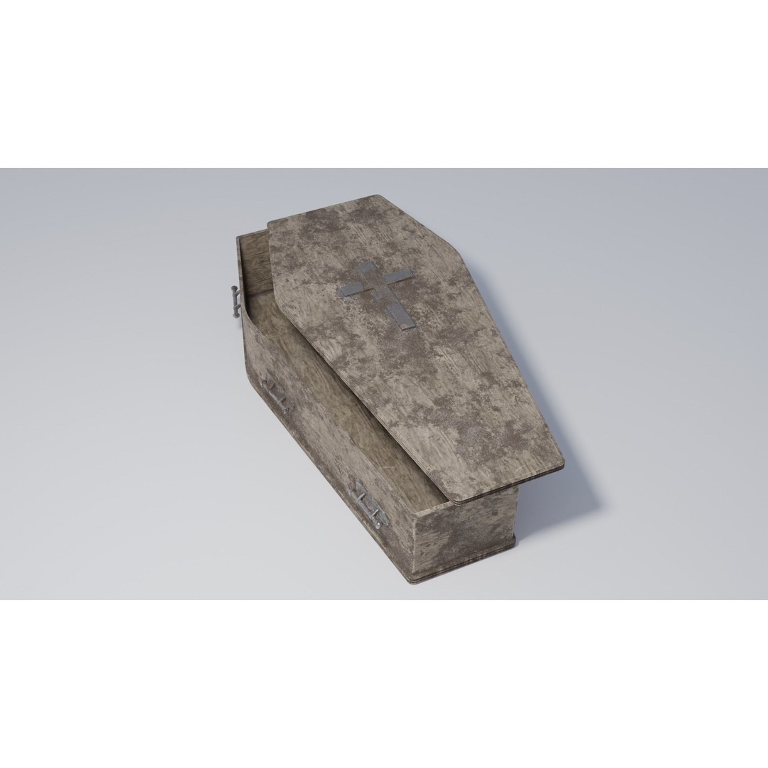 Coffin 3D Model – Low Poly PBR Game Asset with Interiors