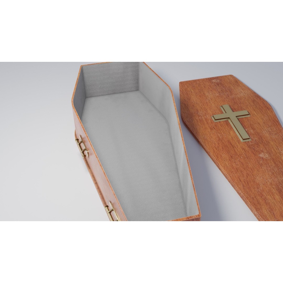 Coffin 3D Model – Low Poly PBR Game Asset with Interiors - View 10