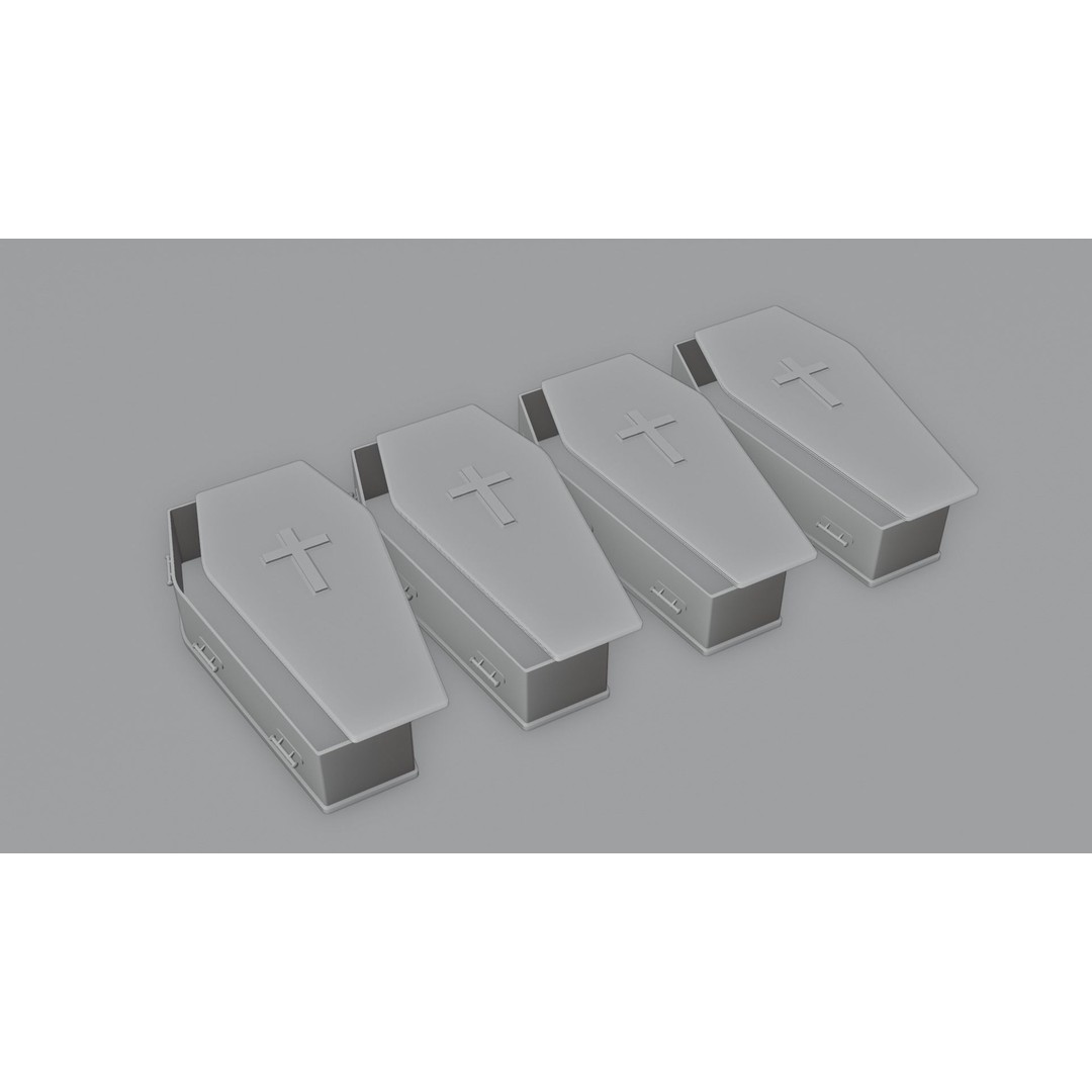 Coffin 3D Model – Low Poly PBR Game Asset with Interiors - View 4
