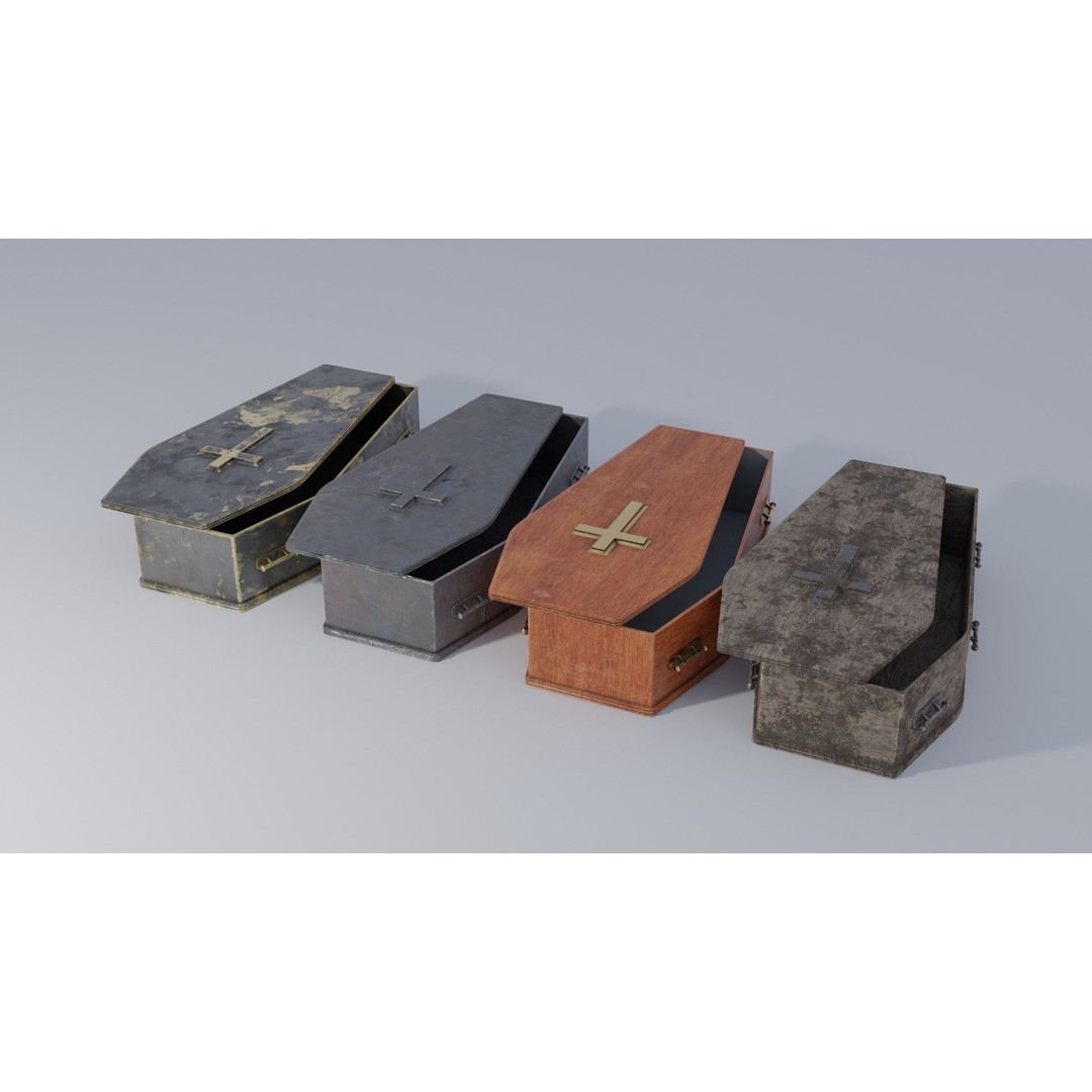 Coffin 3D Model – Low Poly PBR Game Asset with Interiors - View 5