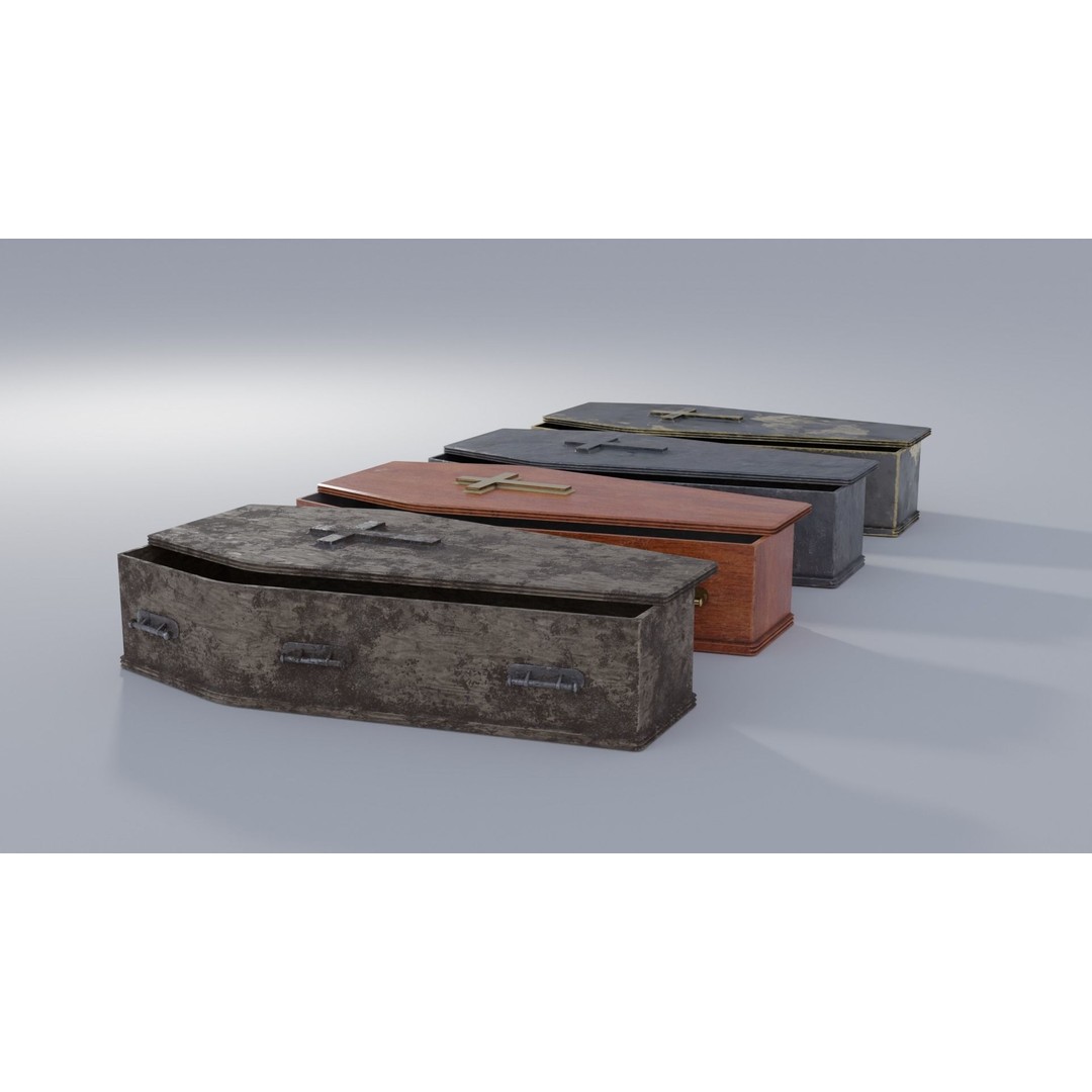 Coffin 3D Model – Low Poly PBR Game Asset with Interiors - View 6