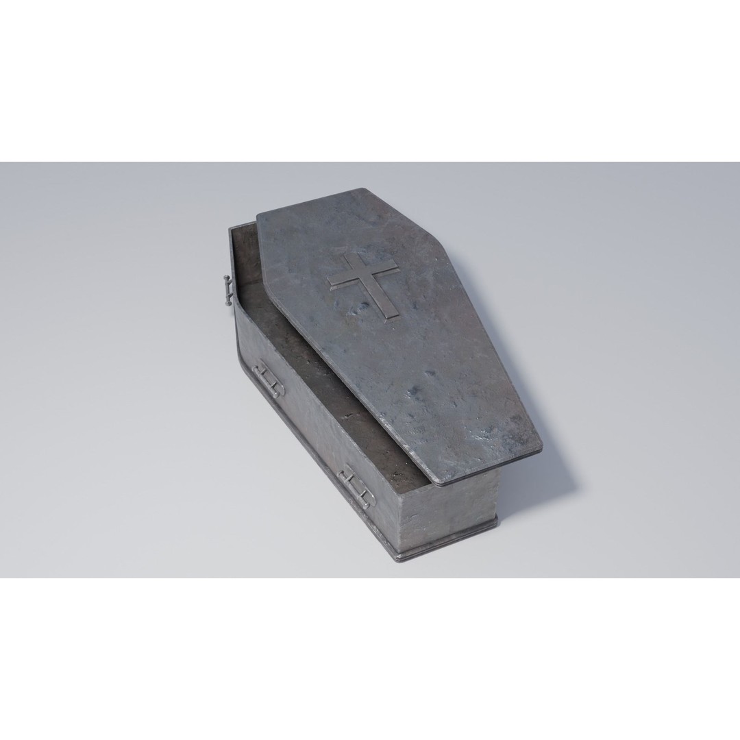 Coffin 3D Model – Low Poly PBR Game Asset with Interiors - View 7