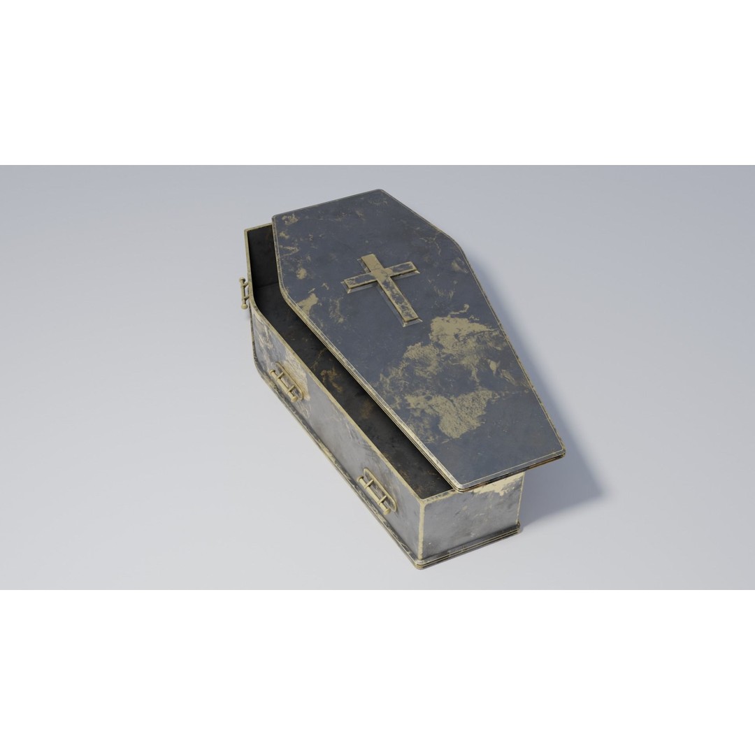 Coffin 3D Model – Low Poly PBR Game Asset with Interiors - View 8