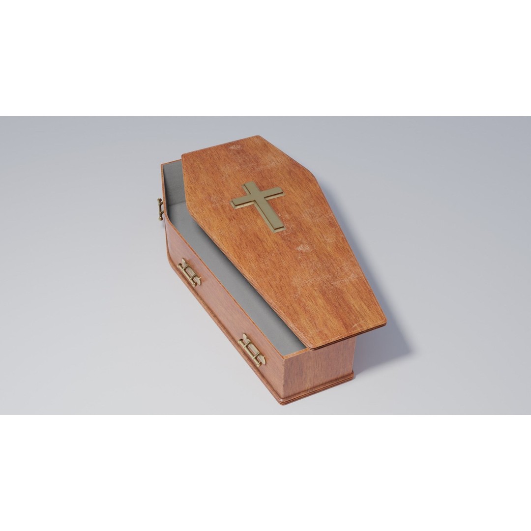 Coffin 3D Model – Low Poly PBR Game Asset with Interiors - View 9