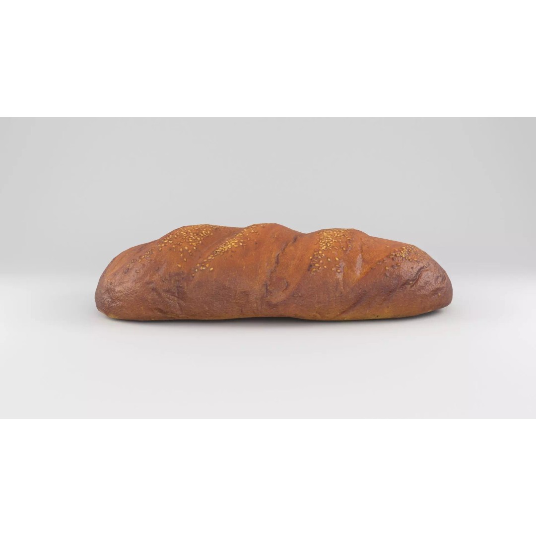 3D Bread Model – Low Poly Photoscanned Asset with PBR Textures - View 2